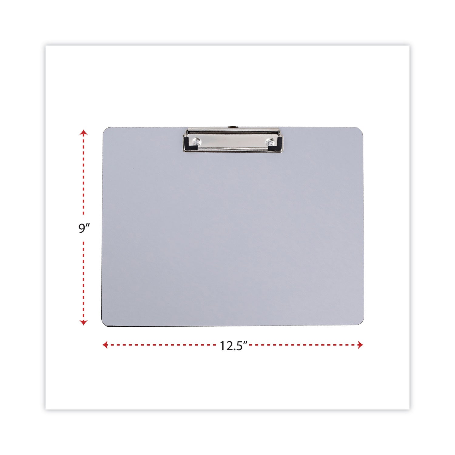 Universal® Plastic Brushed Aluminum Clipboard, Landscape Orientation, 0.5" Clip Capacity, Holds 11 x 8.5 Sheets, Silver