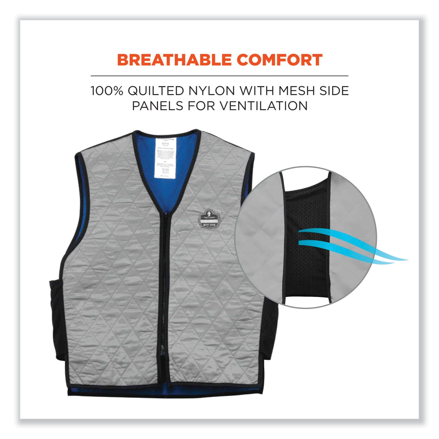 Chill-Its 6665 Embedded Polymer Cooling Vest with Zipper, Nylon/Polymer, Medium, Gray ergodyne® Flipcost