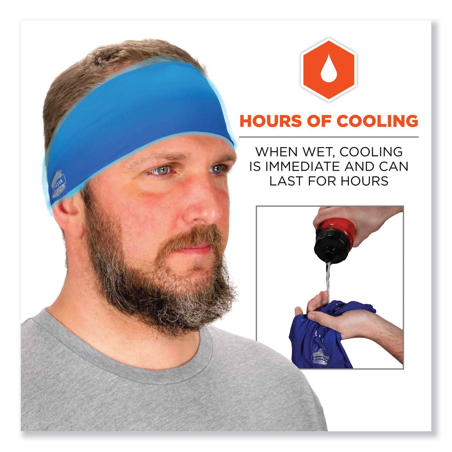 Ergodyne® Chill-Its 6634 Performance Knit Cooling Headband, Polyester/Spandex, One Size Fits Most, Blue