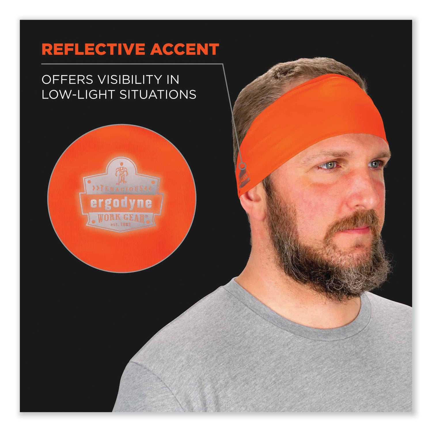 Ergodyne® Chill-Its 6634 Performance Knit Cooling Headband, Polyester/Spandex, One Size Fits Most, Orange