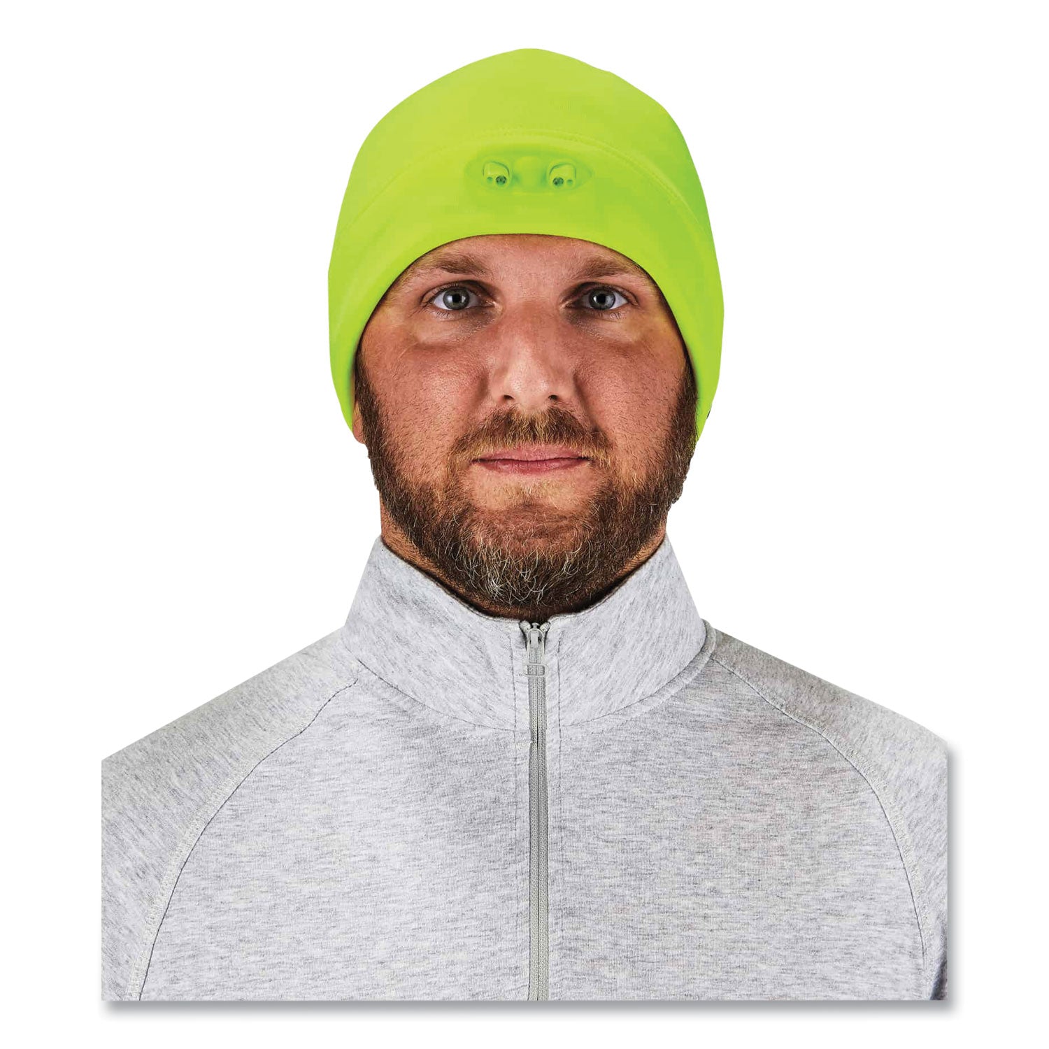 Ergodyne® N-Ferno 6804 Skull Cap Winter Hat with LED Lights, One Size Fits Mosts, Lime