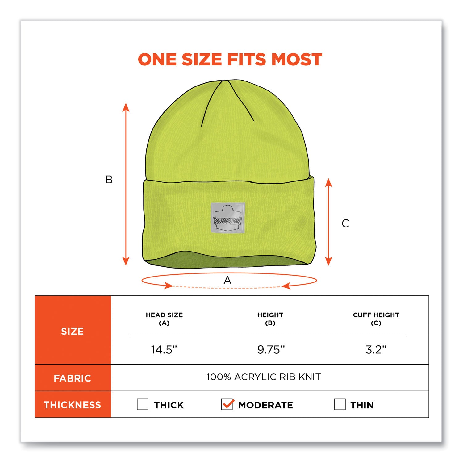 N-Ferno 6806 Cuffed Rib Knit Winter Hat, One Size Fits Most, Lime ergodyne® Flipcost