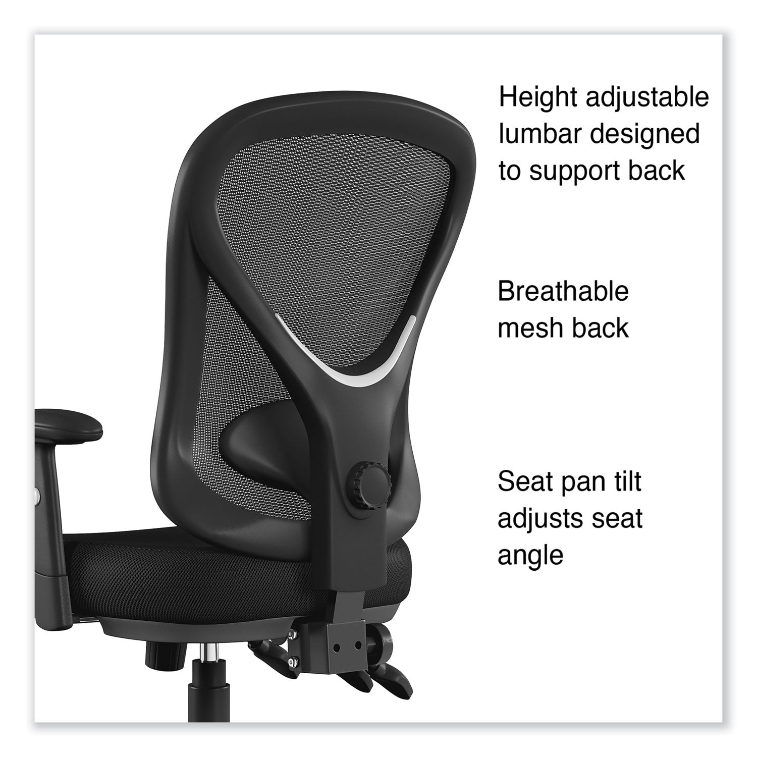 Alera® Alera Aeson Series Multifunction Task Chair, Supports Up to 275 lb, 15" to 18.82" Seat Height, Black Seat/Back, Black Base