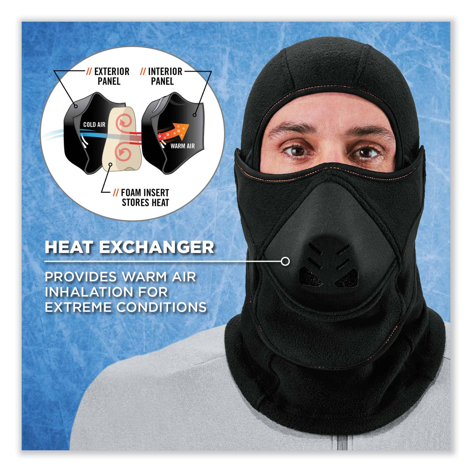 Ergodyne® N-Ferno 6970 Extreme Hot Rox Balaclava Face Mask, Polyester/Spandex, One Size Fits Most, Black