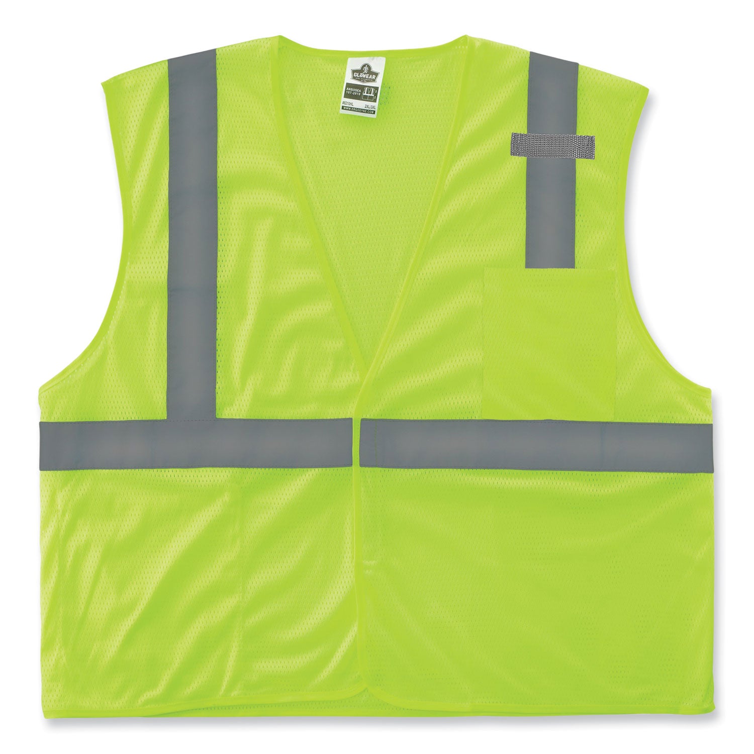 GloWear 8210HL Class 2 Economy Mesh Hook and Loop Vest, Polyester, 4X-Large/5X-Large, Lime - Flipcost