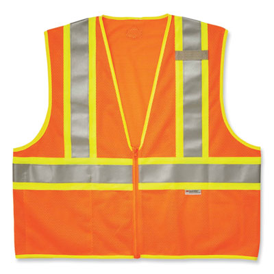 GloWear 8230Z Class 2 Two-Tone Mesh Zipper Vest, Polyester, Small/Medium, Orange - Flipcost