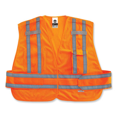GloWear 8244PSV Class 2 Expandable Public Safety Hook and Loop Vest, Polyester, 3XL Plus, Orange - Flipcost
