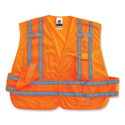 GloWear 8244PSV Class 2 Expandable Public Safety Hook and Loop Vest, Polyester, 3XL Plus, Orange - Flipcost