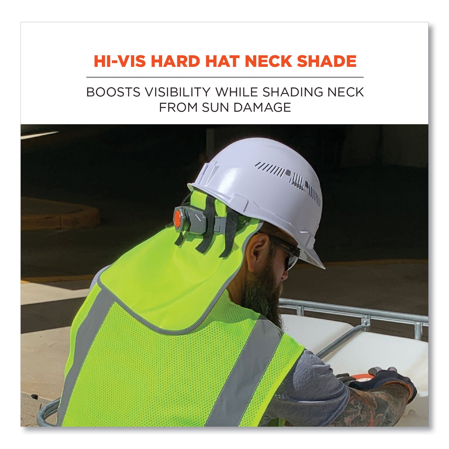 Ergodyne® GloWear 8006 Hi-Vis Hard Hat Neck Shade, 12.25 x 10.5, Lime