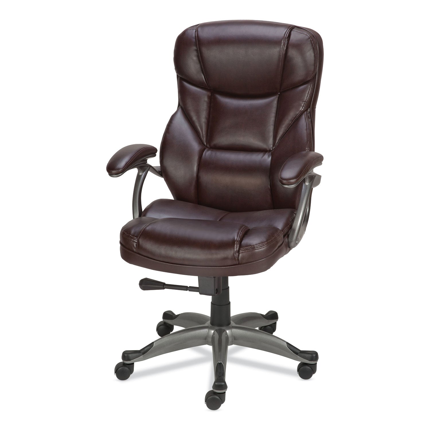 Alera® Alera Birns Series High-Back Task Chair, Supports Up to 250 lb, 18.11" to 22.05" Seat Height, Brown Seat/Back, Chrome Base