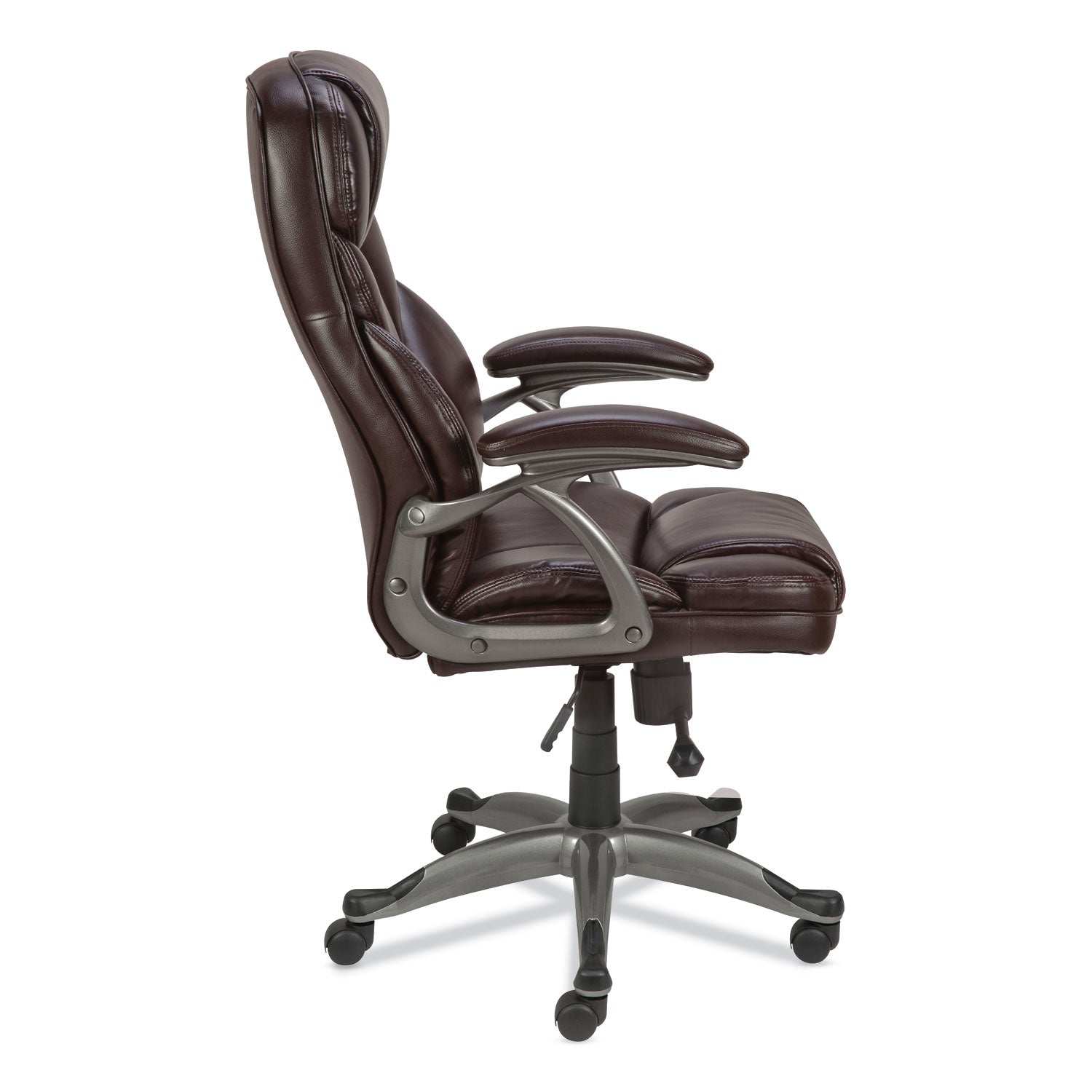 Alera® Alera Birns Series High-Back Task Chair, Supports Up to 250 lb, 18.11" to 22.05" Seat Height, Brown Seat/Back, Chrome Base