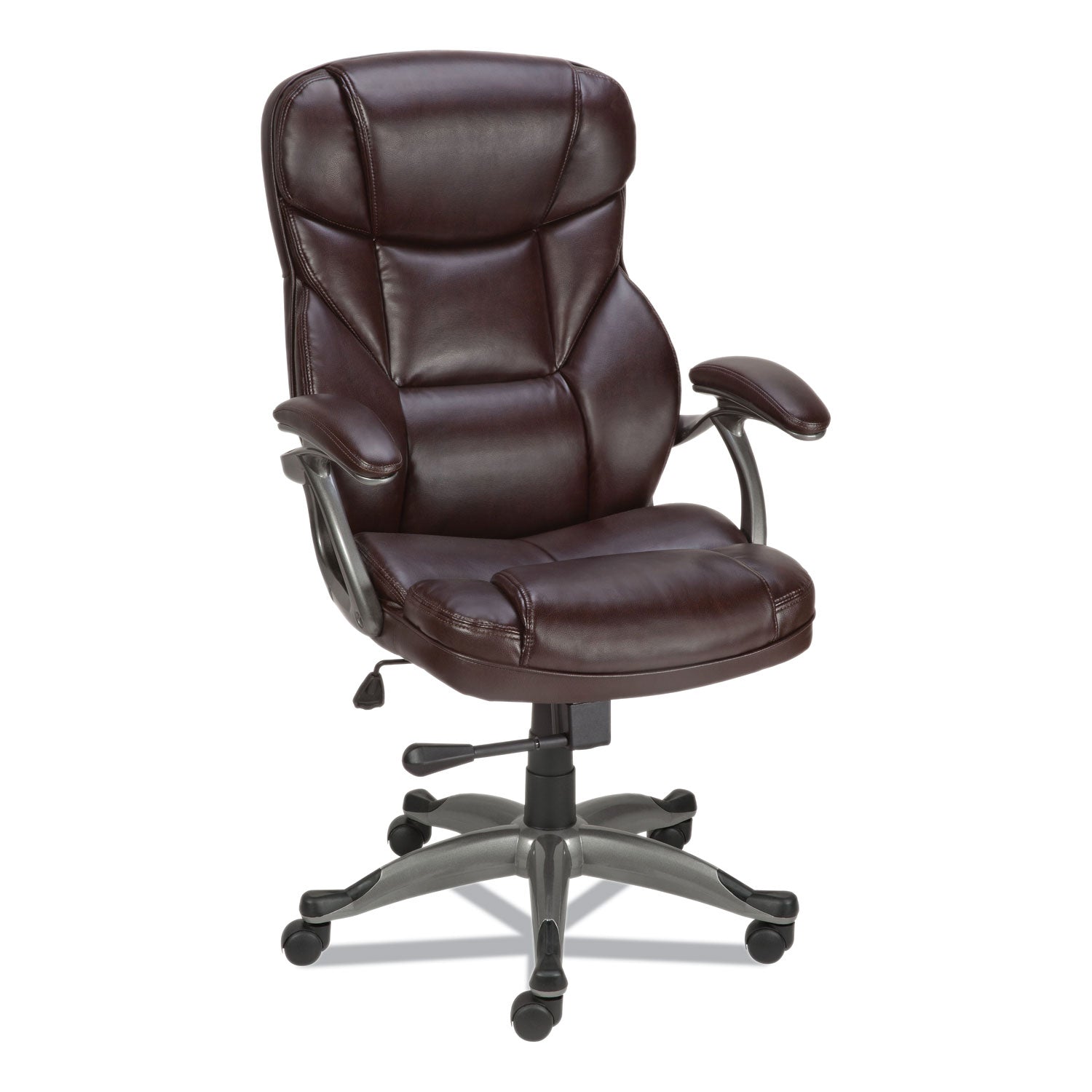 Alera® Alera Birns Series High-Back Task Chair, Supports Up to 250 lb, 18.11" to 22.05" Seat Height, Brown Seat/Back, Chrome Base