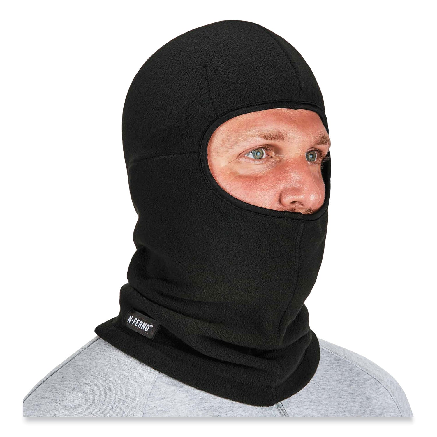 Ergodyne® N-Ferno 6893Z Balaclava with Zipper for Bump Cap Insert, Polyester Fleece, One Size Fit Most, Black