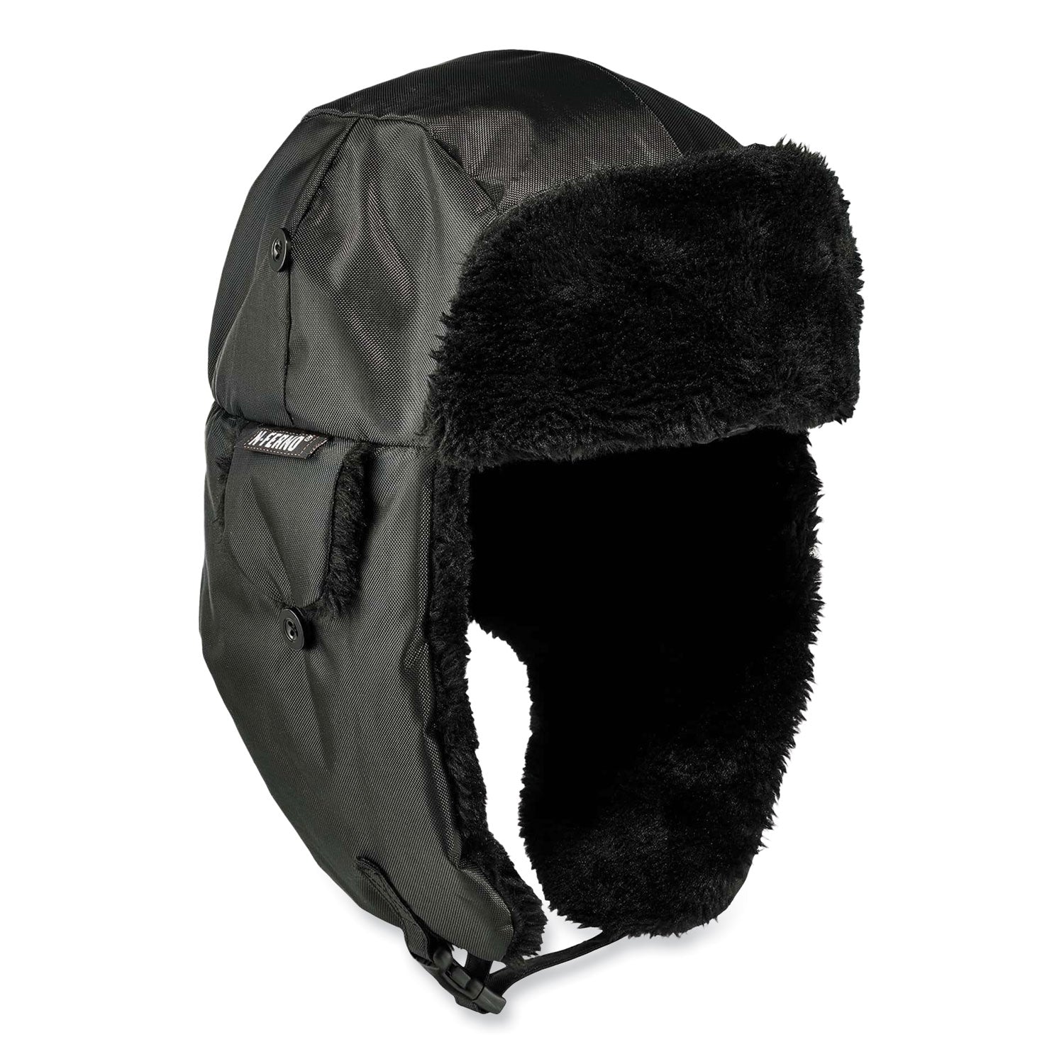 N-Ferno 6802ZI Zipper Trapper Hat + Universal Bump Cap, S/M, Black