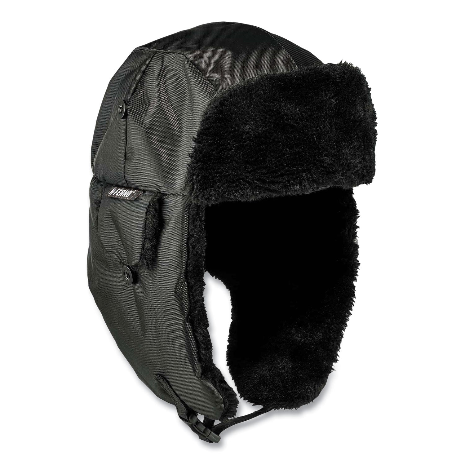 N-Ferno 6802ZI Zipper Trapper Hat + Universal Bump Cap, L/XL, Black