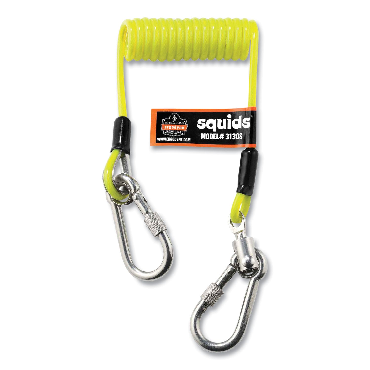 Ergodyne® Squids 3190 Tape Measure Tethering Kit, 2 lb Max Working Capacity, 6.5" to 48" Long, Lime/Black