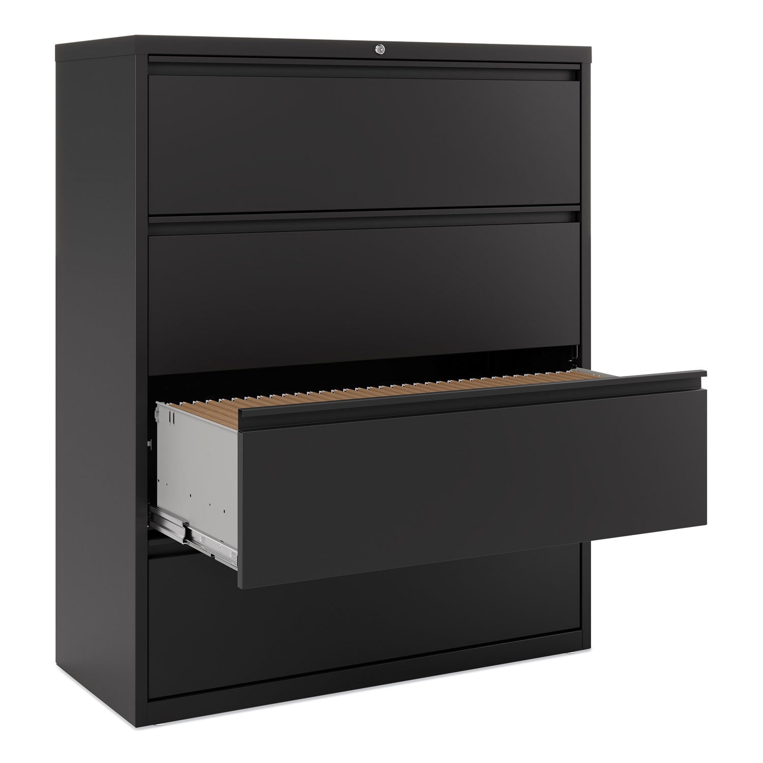 Alera® Lateral File, 4 Legal/Letter-Size File Drawers, Black, 42" x 18.63" x 52.5"