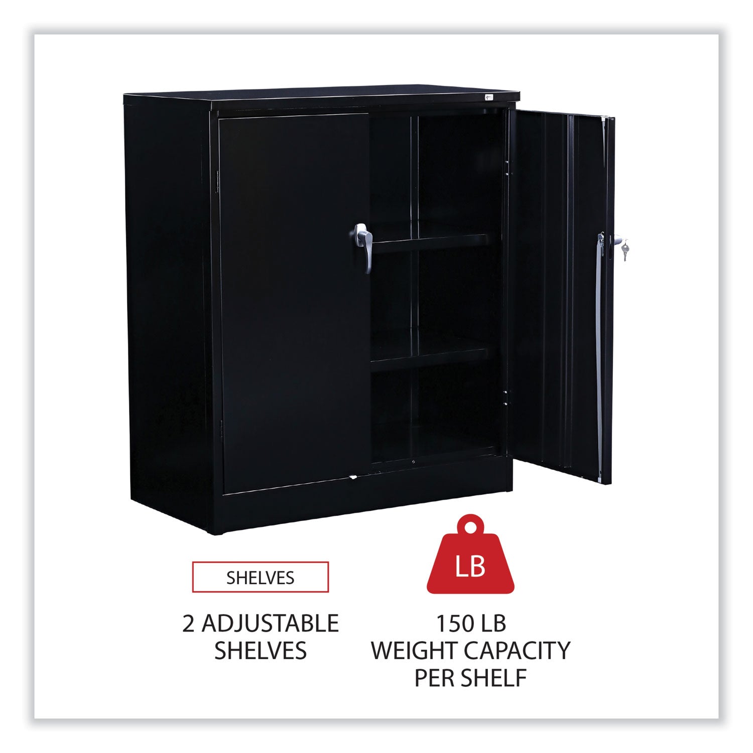 Assembled 42" High Heavy-Duty Welded Storage Cabinet, Two Adjustable Shelves, 36w x 18d, Black Flipcost Flipcost