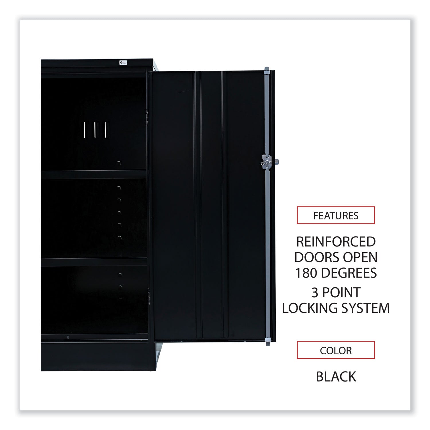 Assembled 42" High Heavy-Duty Welded Storage Cabinet, Two Adjustable Shelves, 36w x 18d, Black Flipcost Flipcost