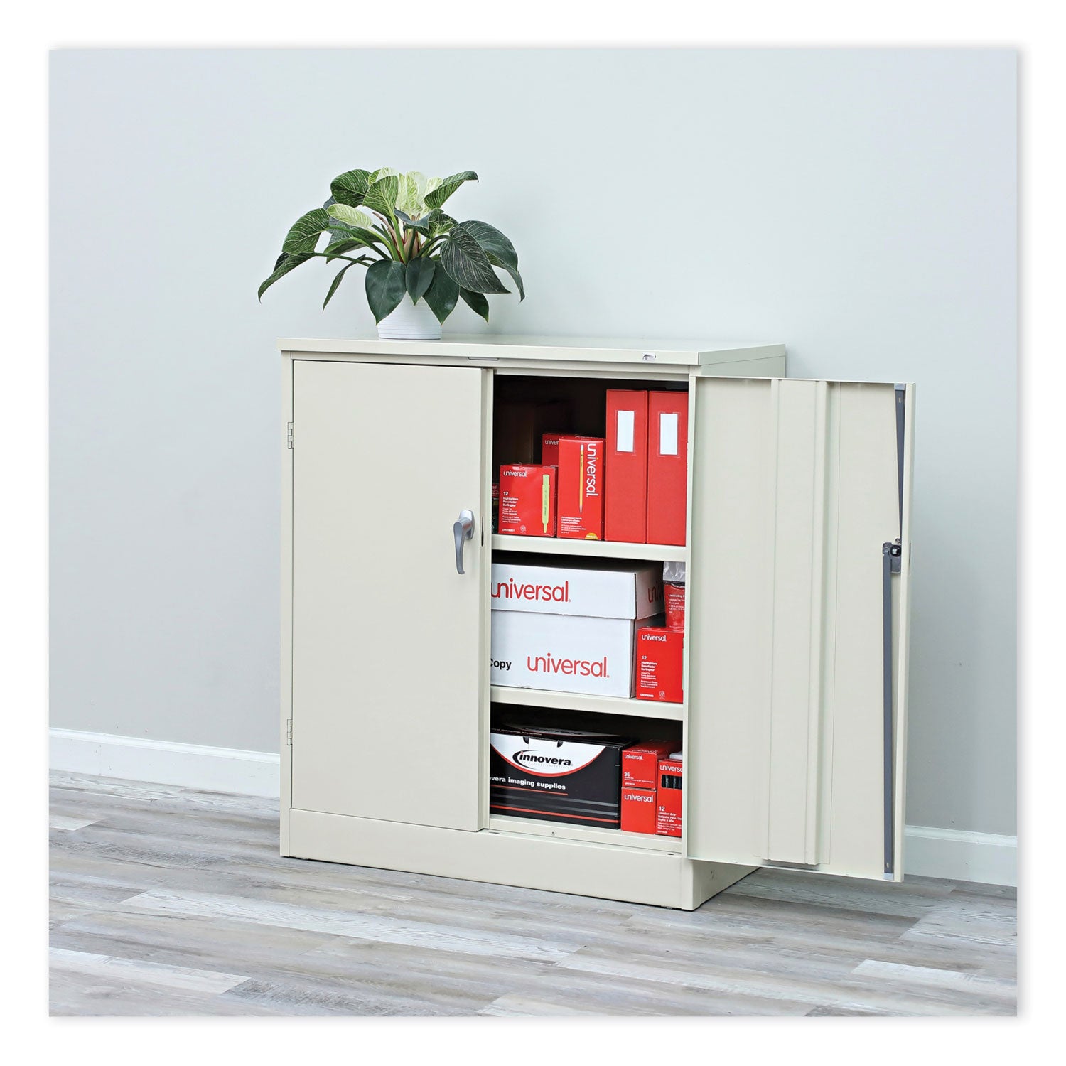 Alera® Assembled 42" High Heavy-Duty Welded Storage Cabinet, Two Adjustable Shelves, 36w x 18d, Putty