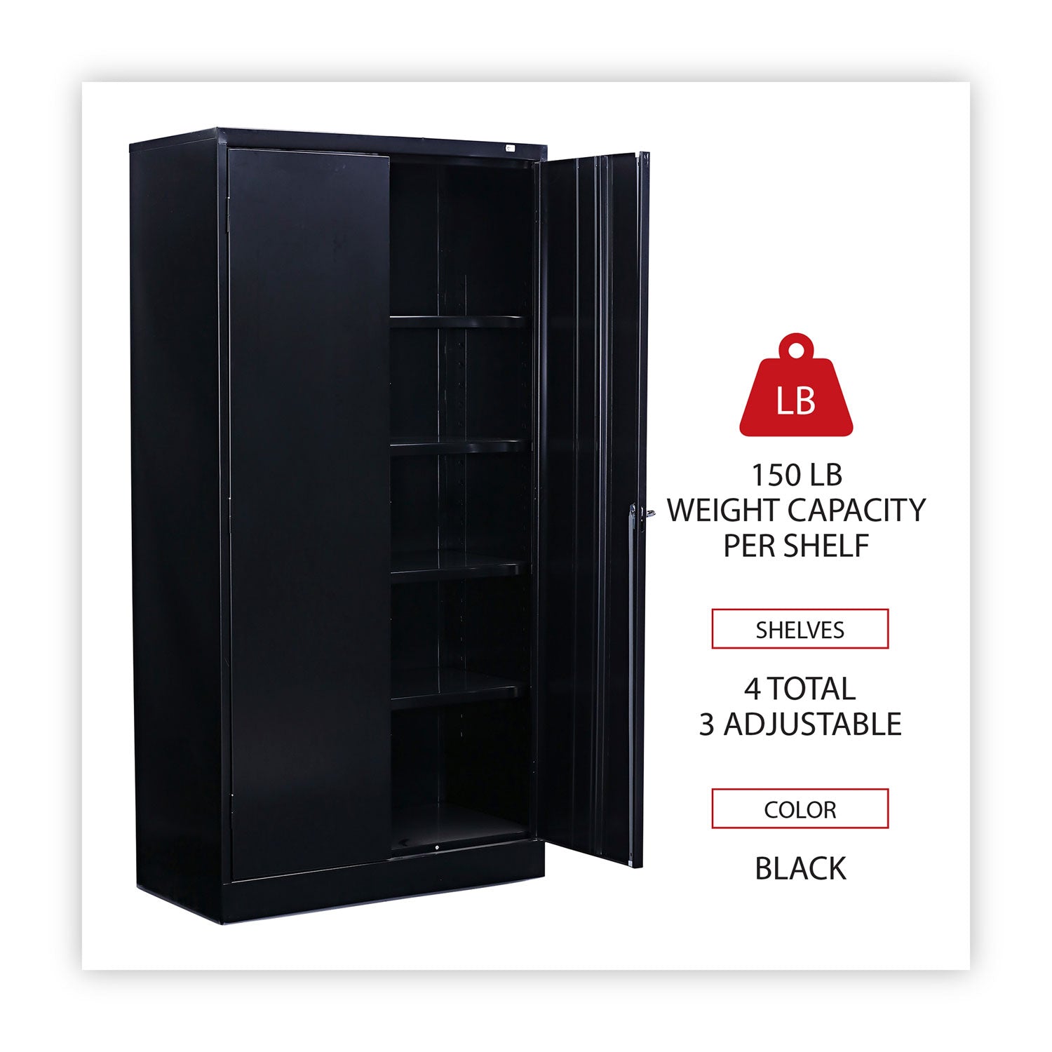 Alera® Standard Assembled Storage Cabinet, 36w x 18d x 72h, Black