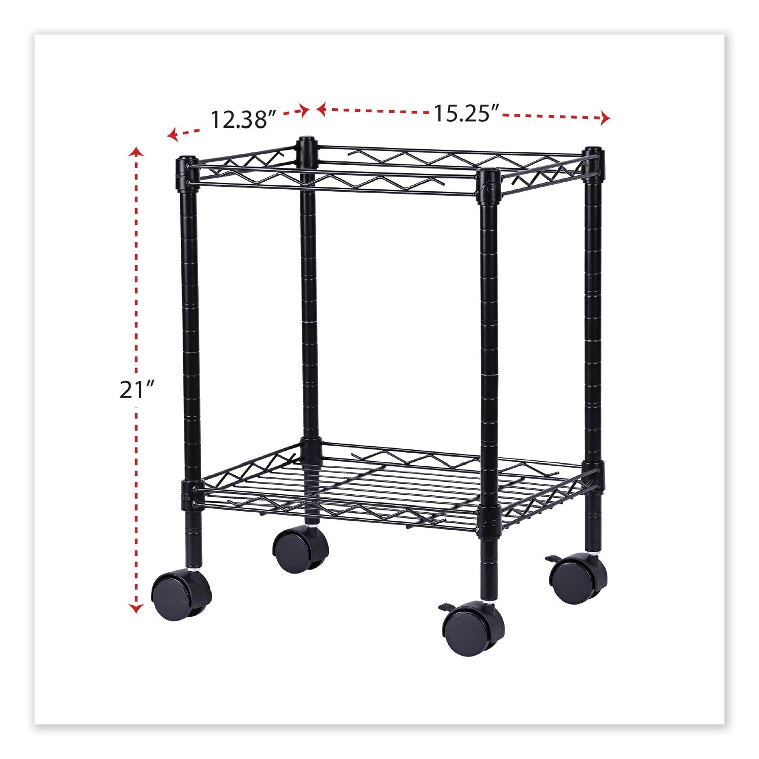 Alera® Compact File Cart for Side-to-Side Filing, Metal, 1 Shelf, 1 Bin, 15.25" x 12.38" x 21", Black