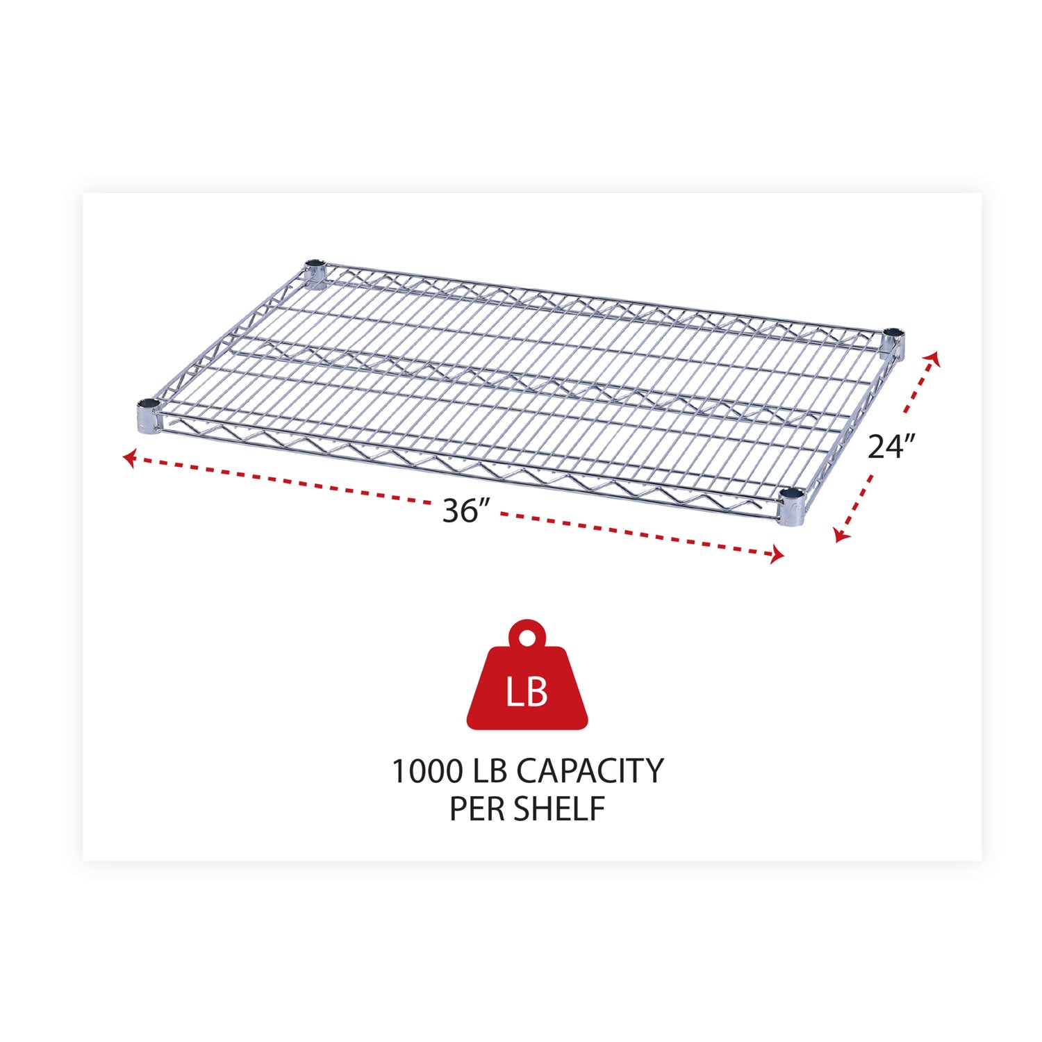 Alera® Industrial Wire Shelving Extra Wire Shelves, 36w x 24d, Silver, 2 Shelves/Carton