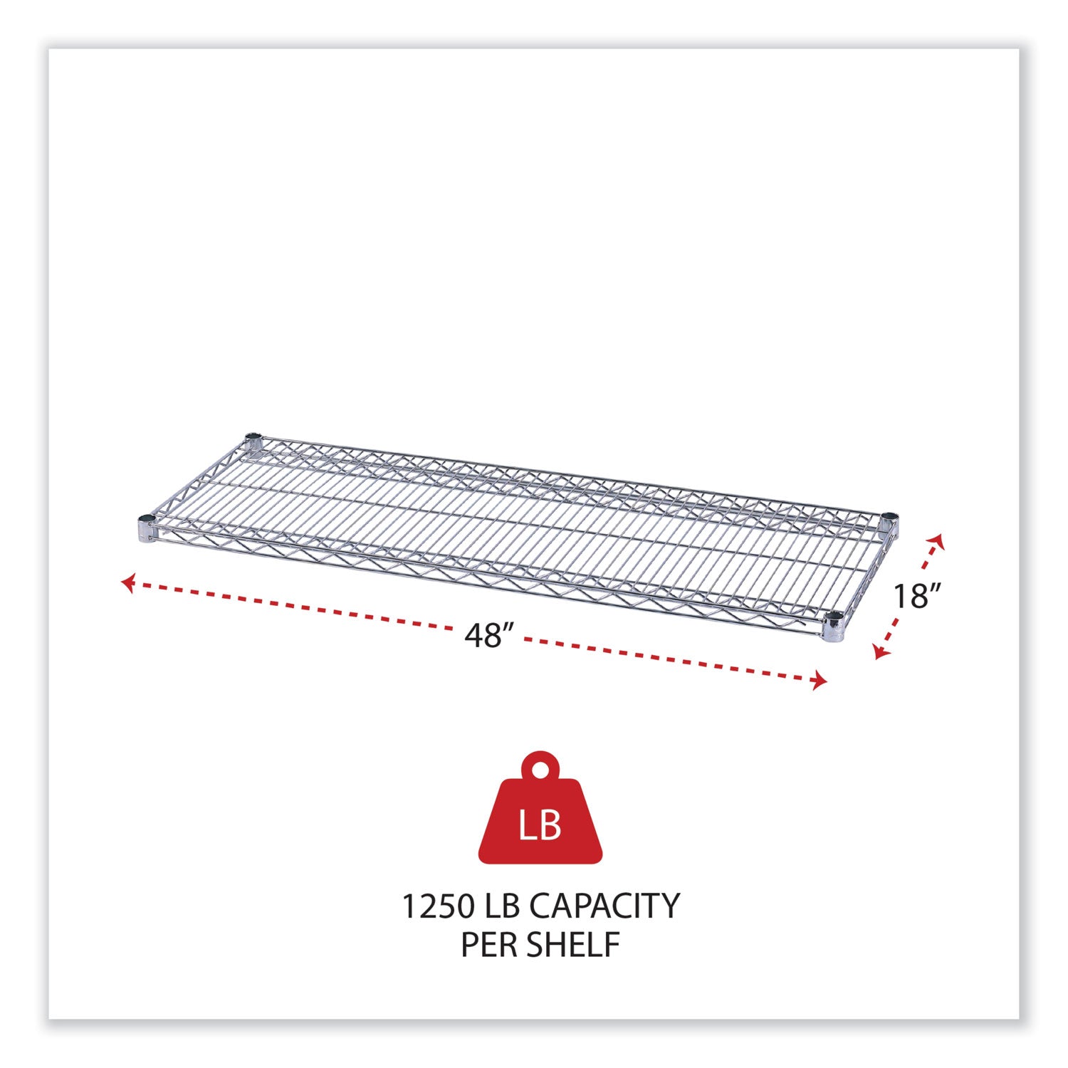 Alera® Industrial Wire Shelving Extra Wire Shelves, 48w x 18d, Silver, 2 Shelves/Carton