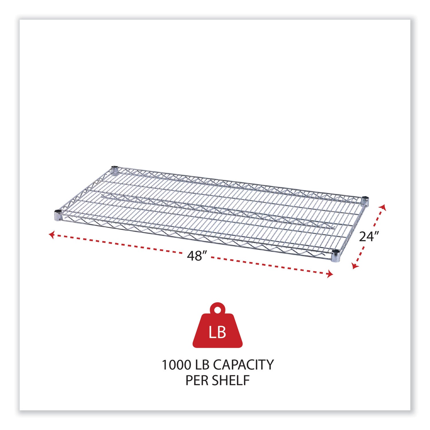 Alera® Industrial Wire Shelving Extra Wire Shelves, 48w x 24d, Silver, 2 Shelves/Carton