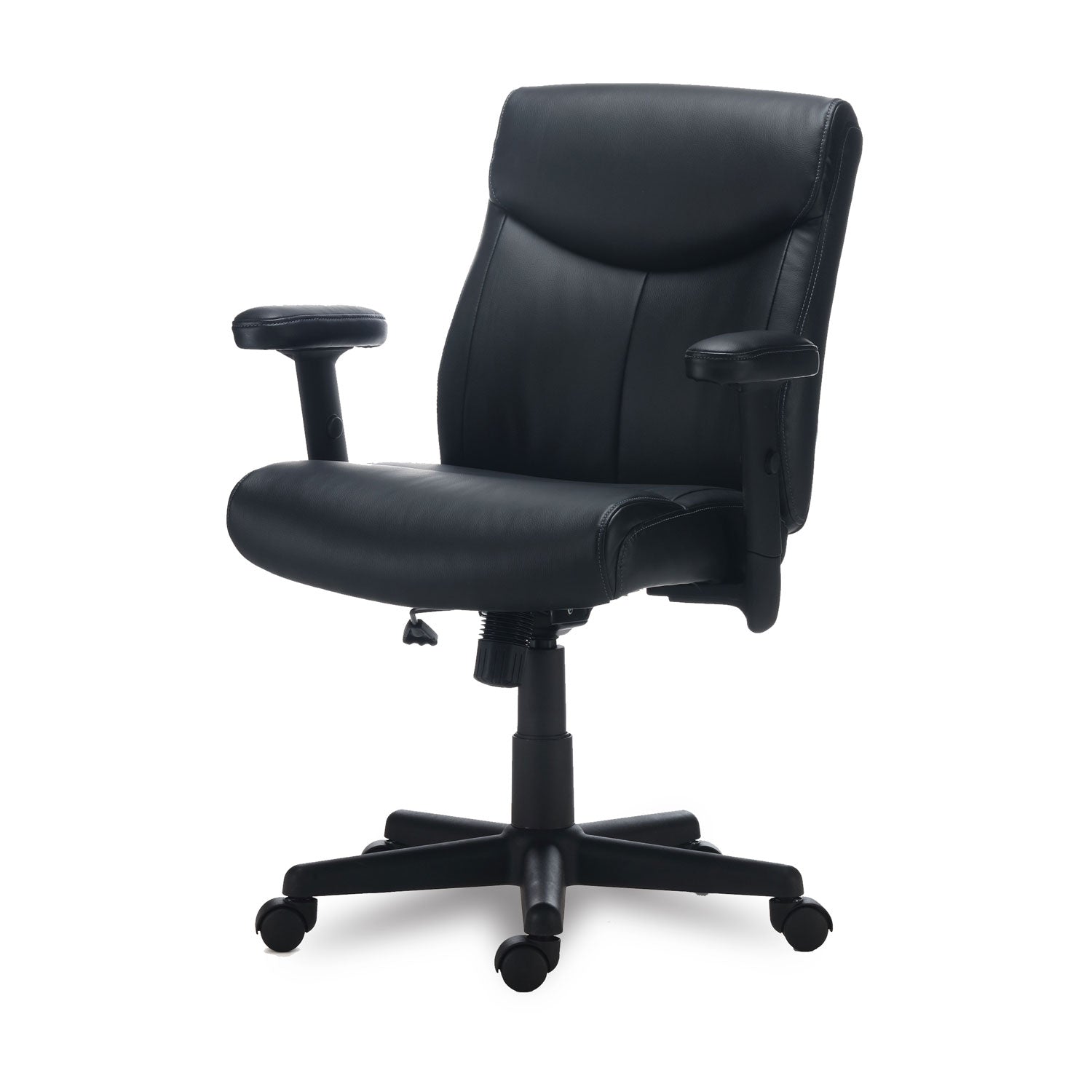 Alera® Alera Harthope Leather Task Chair, Supports Up to 275 lb, Black Seat/Back, Black Base