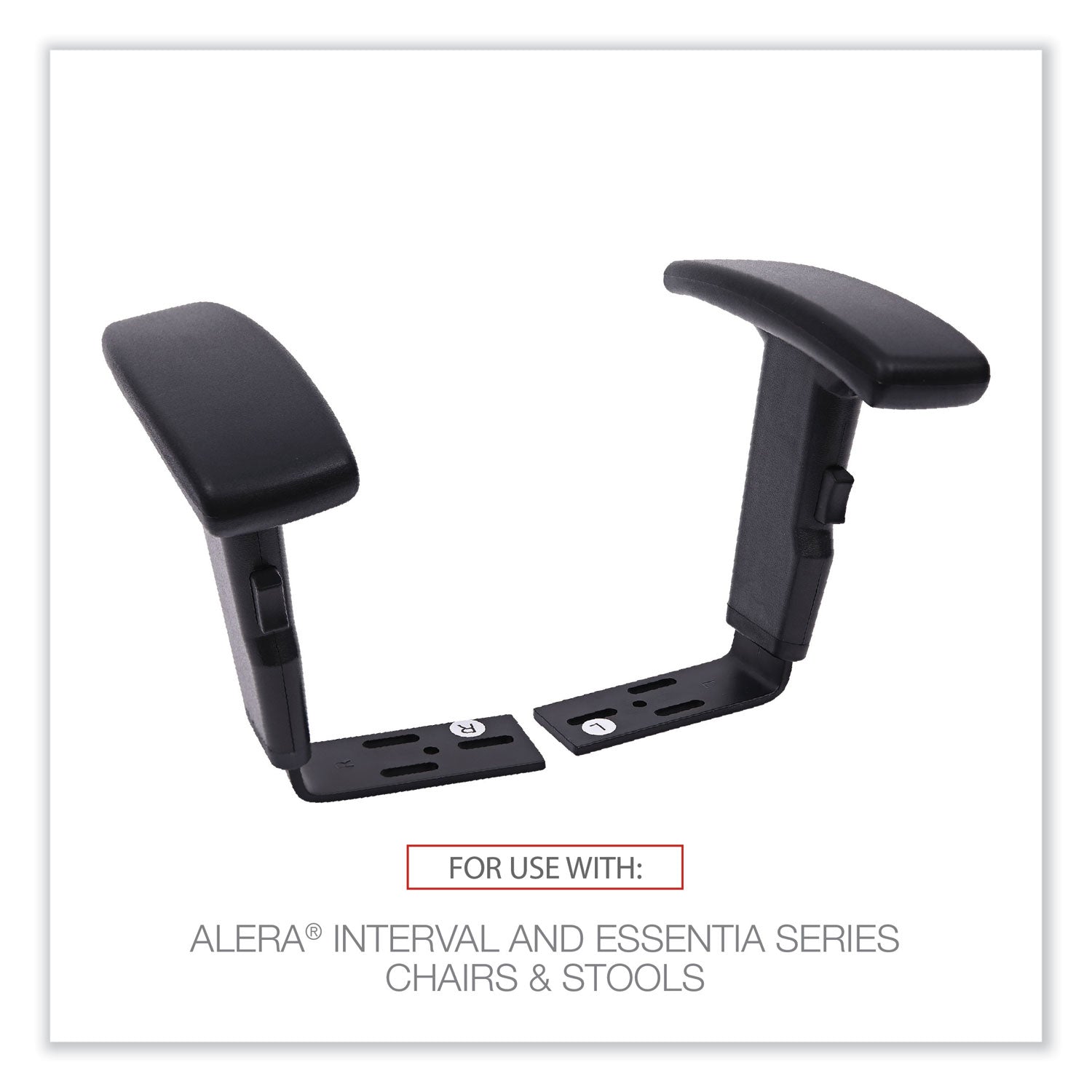 Alera® Optional Height-Adjustable T-Arms for Alera Essentia and Interval Series Chairs, Black, 2/Set