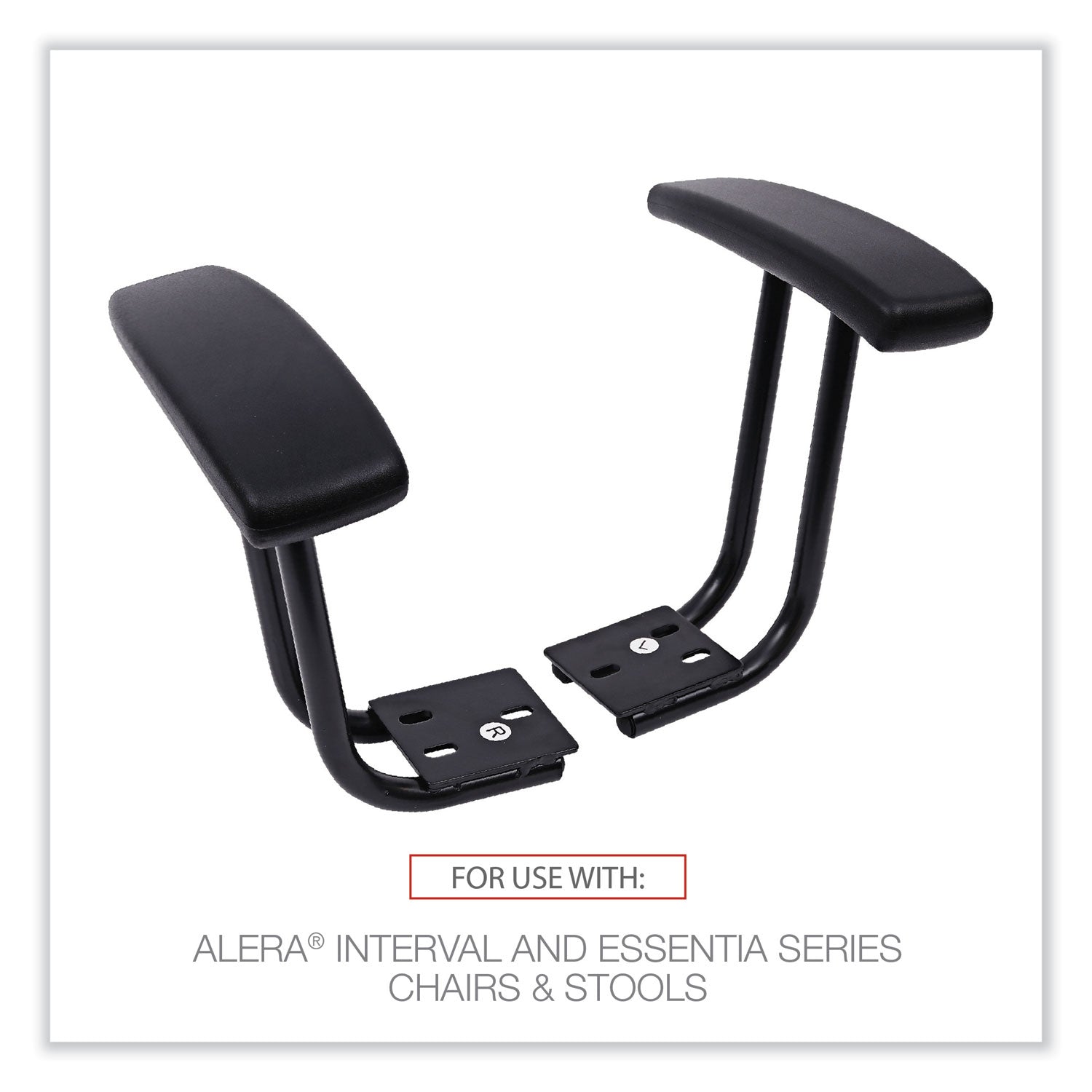 Alera® Optional Fixed Height T-Arms for Alera Essentia and Interval Series Chairs, Black, 2/Set