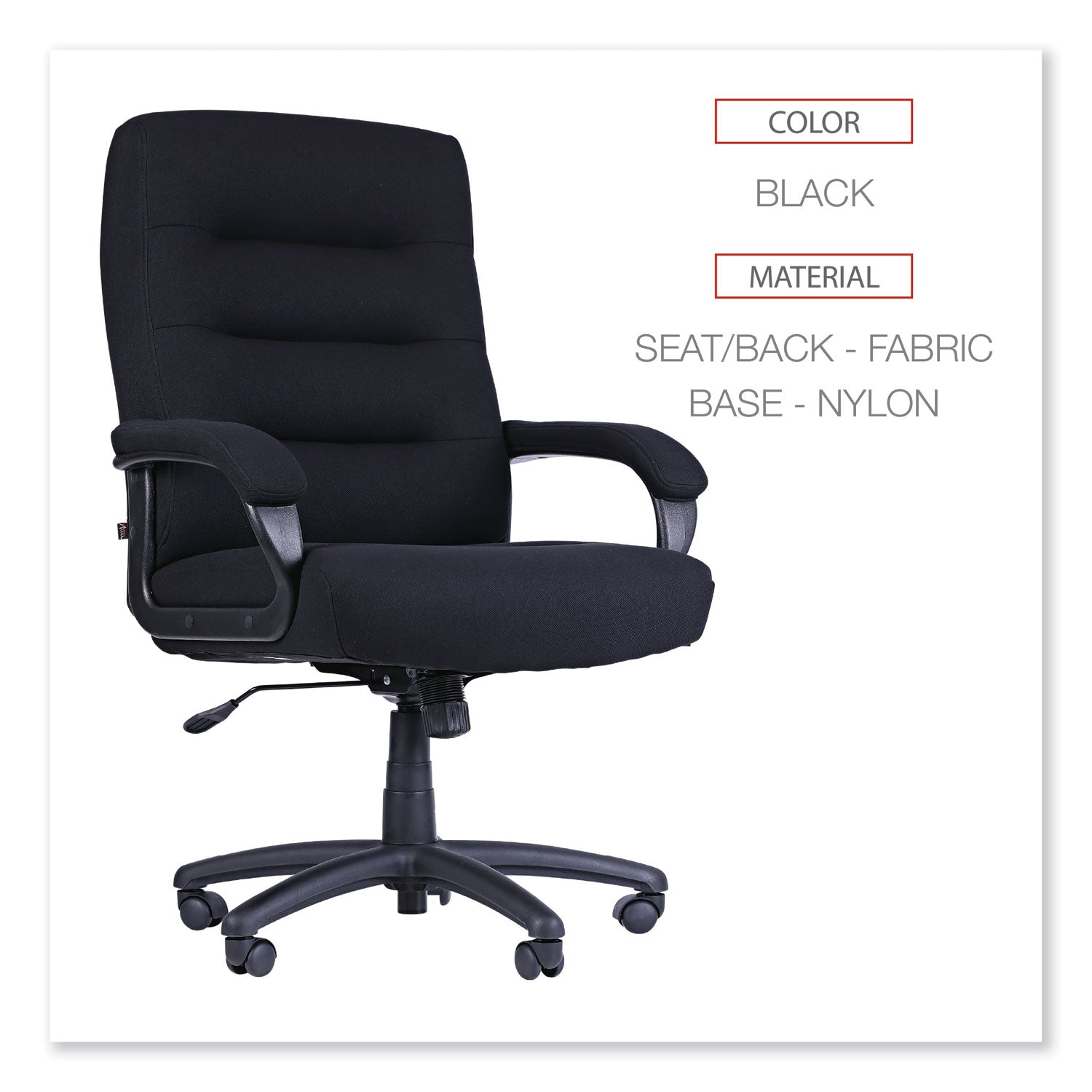 Alera® Alera Kesson Series High-Back Office Chair, Supports Up to 300 lb, 19.21" to 22.7" Seat Height, Black