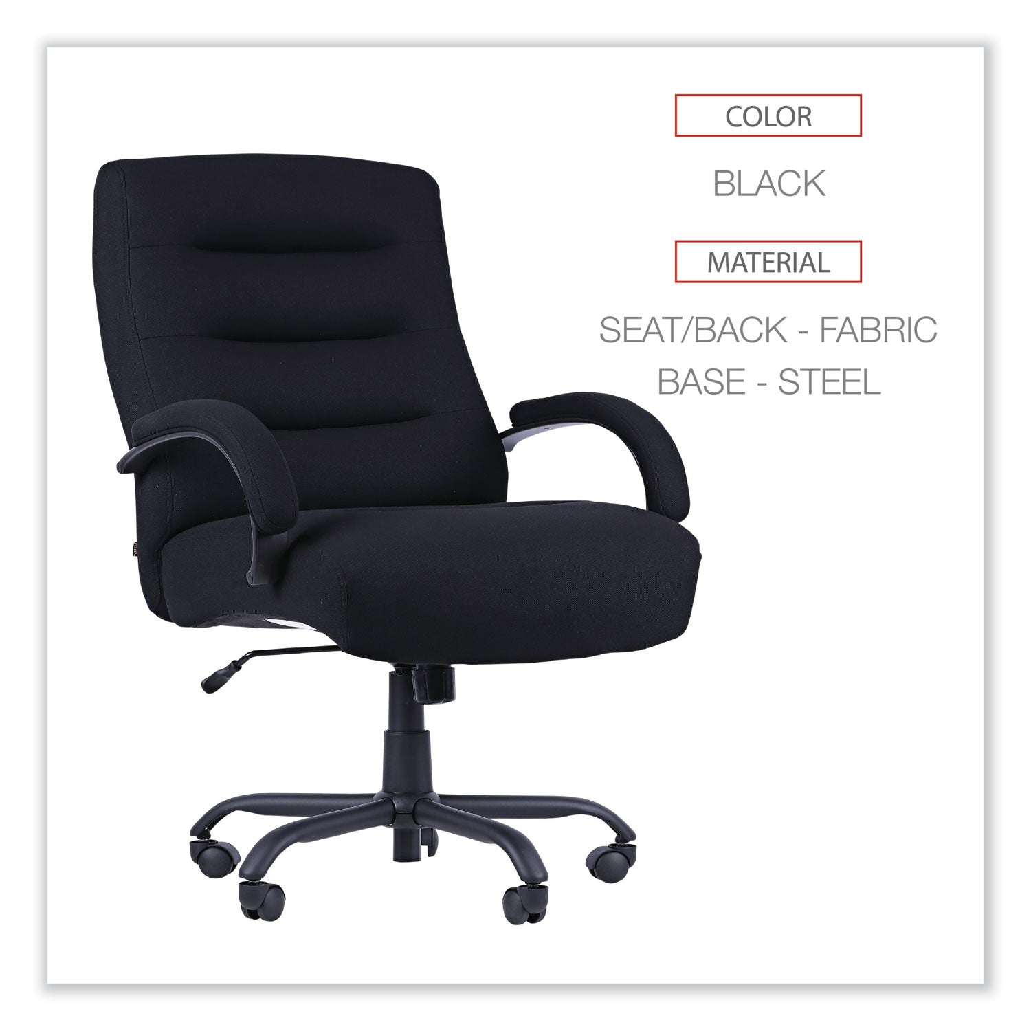 Alera® Alera Kesson Series Big/Tall Office Chair, Supports Up to 450 lb, 21.5" to 25.4" Seat Height, Black