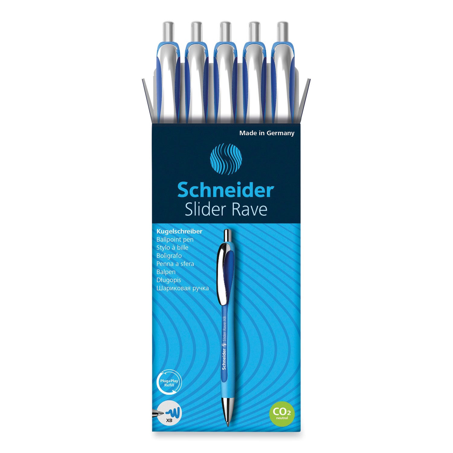 Slider Rave XB Ballpoint Pen, Retractable, Extra-Bold 1.4 mm, Blue Ink, Blue/Light Blue Barrel