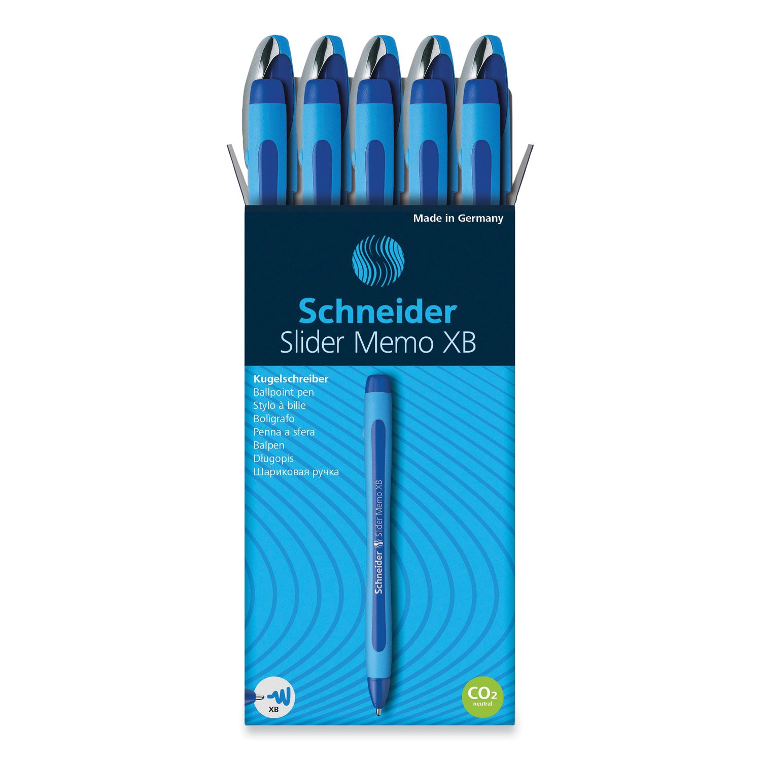 Slider Memo XB Ballpoint Pen, Stick, Extra-Bold 1.4 mm, Blue Ink, Blue/Light Blue Barrel, 10/Box