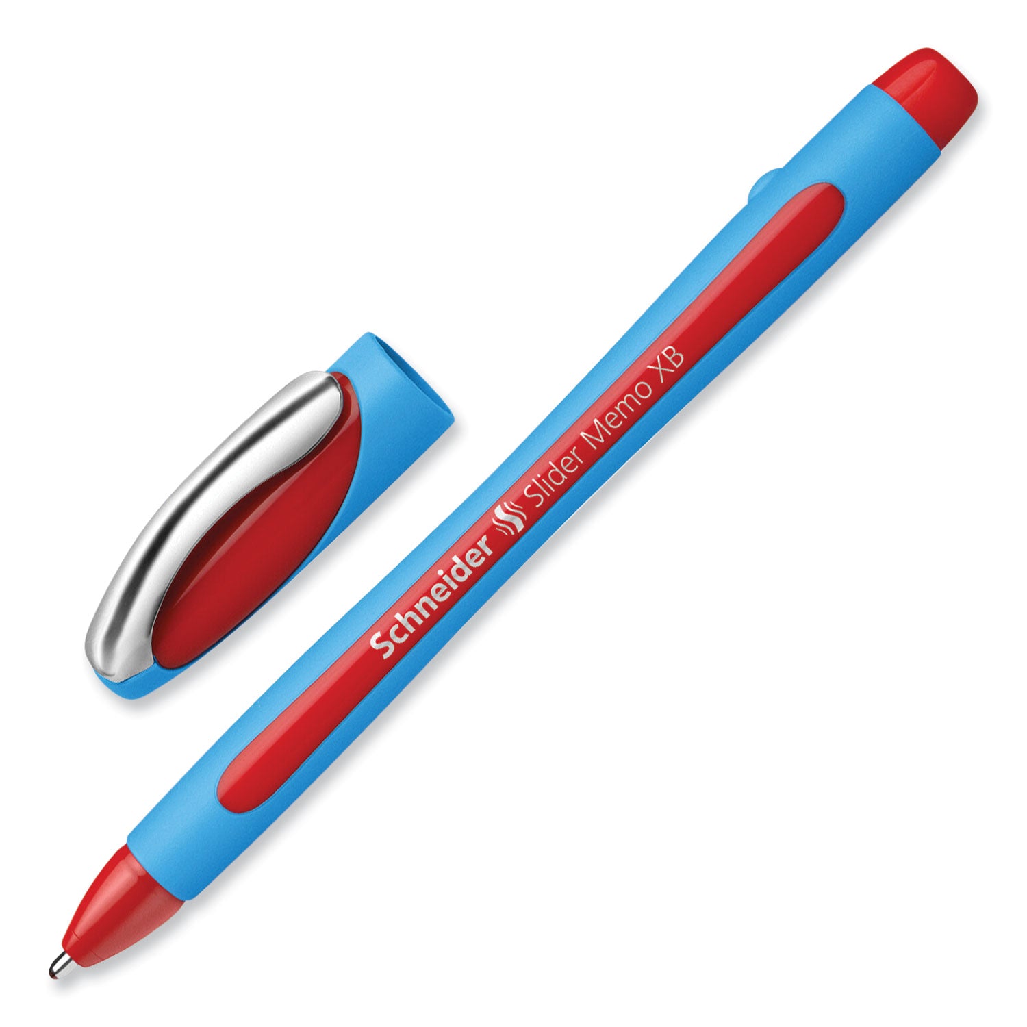 Schneider® Slider Memo XB Ballpoint Pen, Stick, Extra-Bold 1.4 mm, Red Ink, Red/Light Blue Barrel, 10/Box