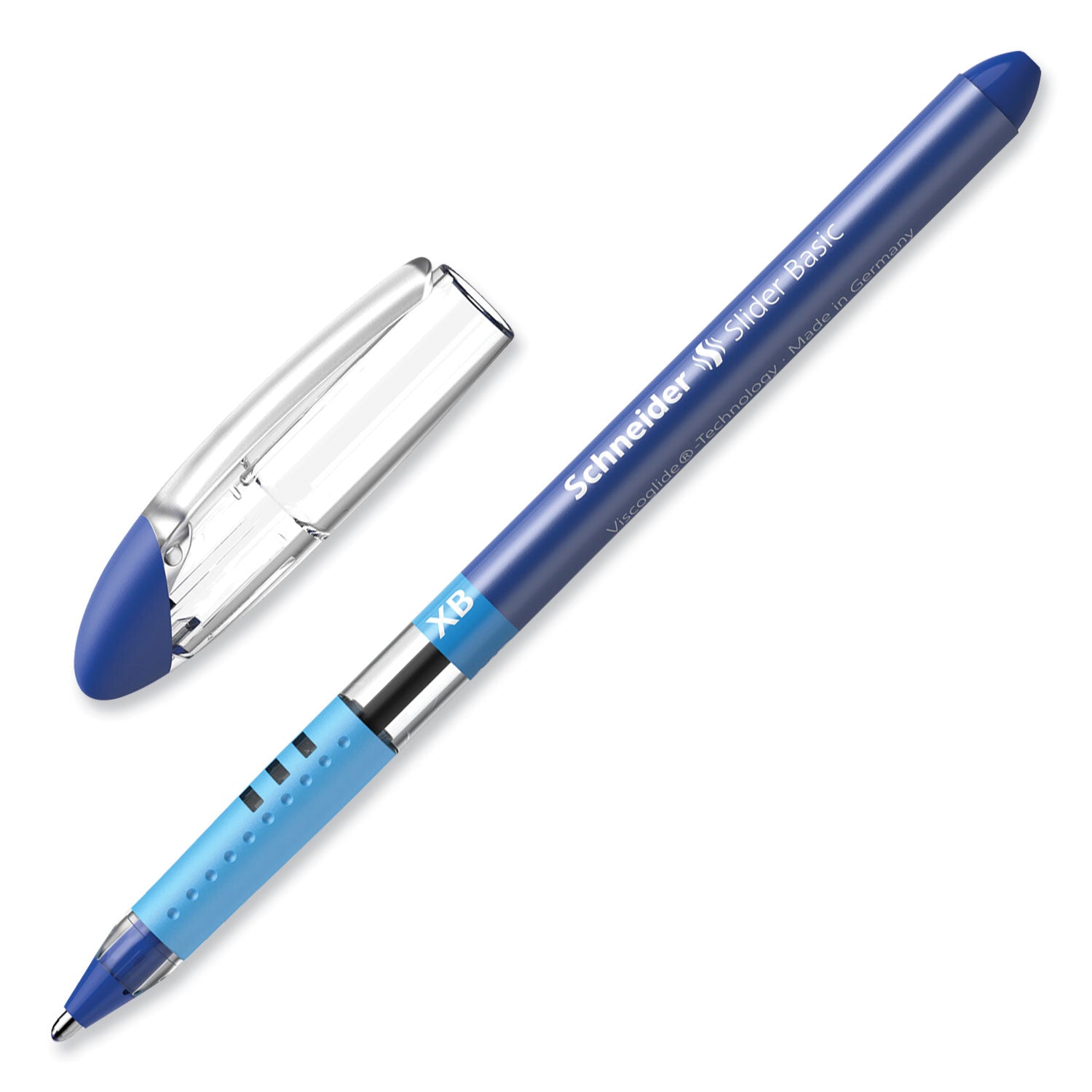 Schneider® Slider Basic Ballpoint Pen, Stick, Extra-Bold 1.4 mm, Blue Ink, Blue Barrel, 10/Box