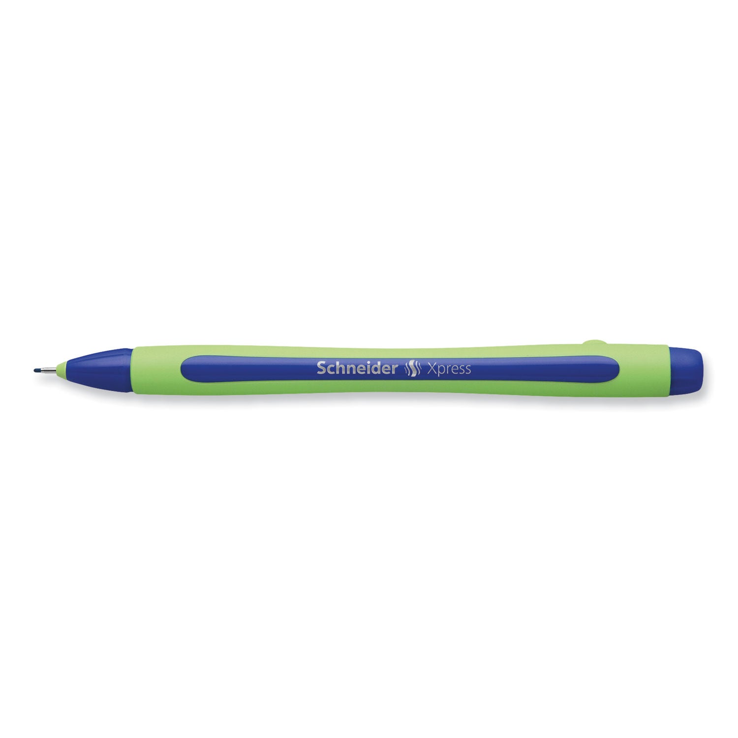 Schneider® Xpress Fineliner Porous Point Pen, Stick, Medium 0.8 mm, Blue Ink, Blue/Green Barrel, 10/Box