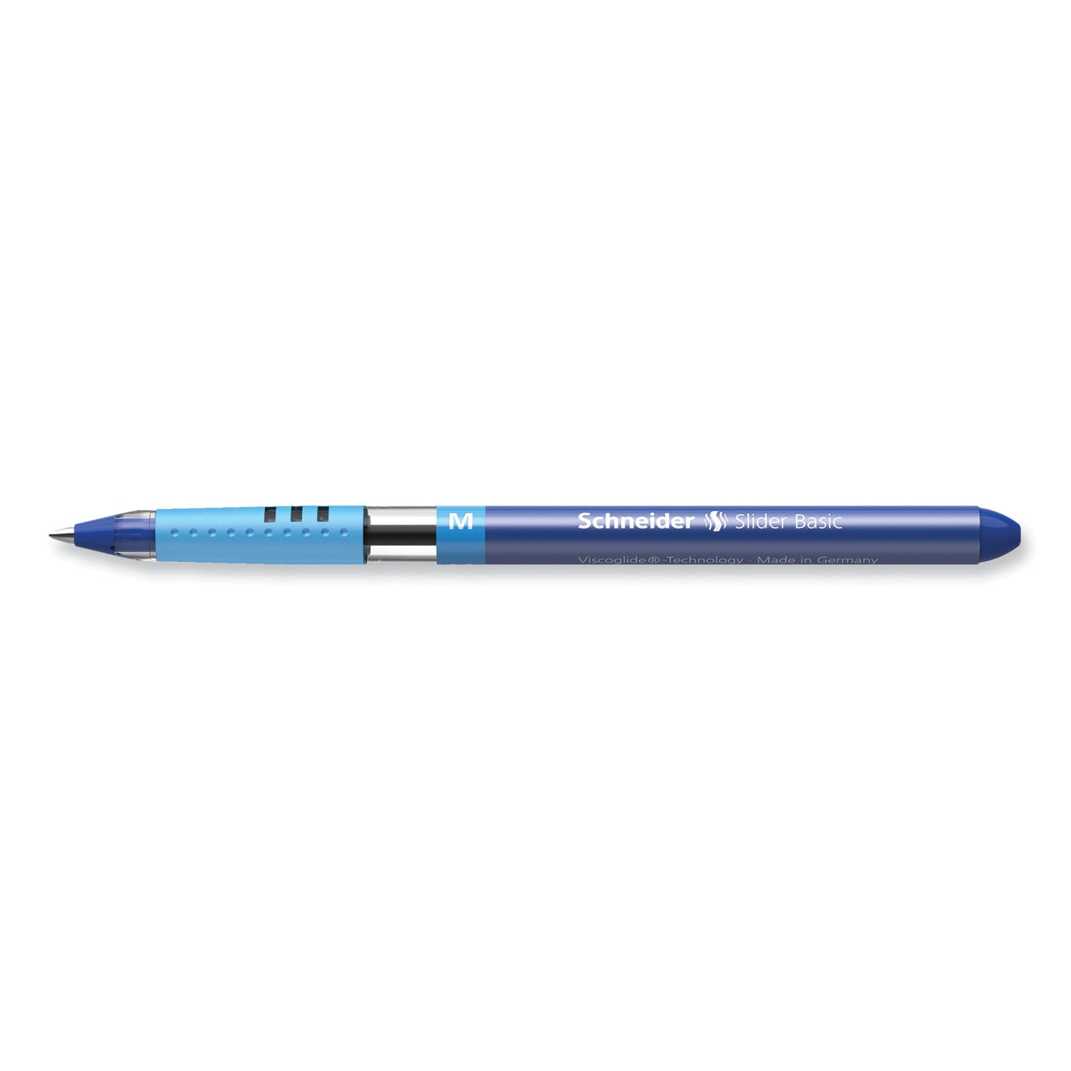 Schneider® Slider Basic Ballpoint Pen, Stick, Medium 0.8 mm, Blue Ink, Blue Barrel, 10/Box