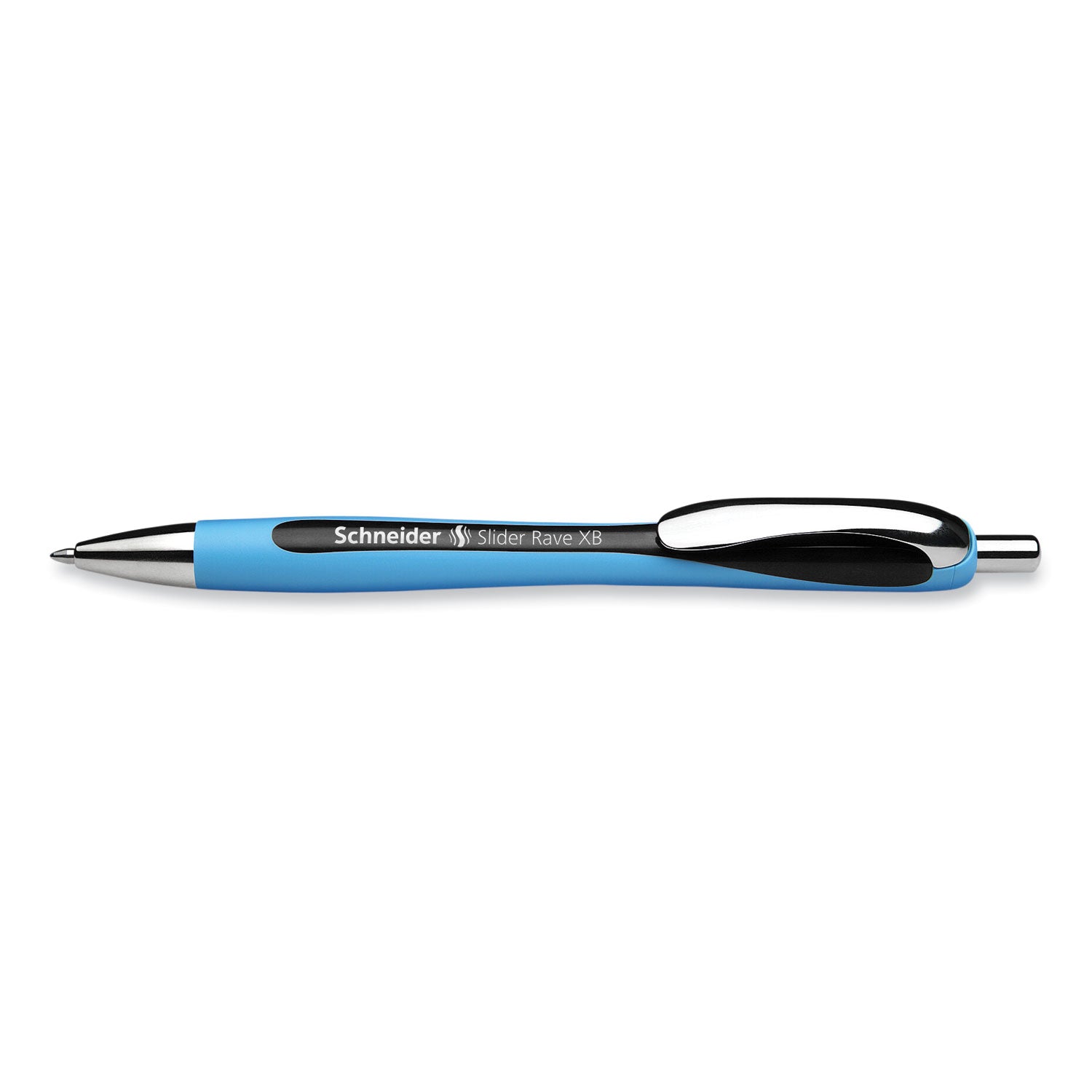 Schneider® Slider Rave XB Ballpoint Pen, Retractable, Extra-Bold 1.4 mm, Black Ink, Black/Light Blue Barrel - 5 PK