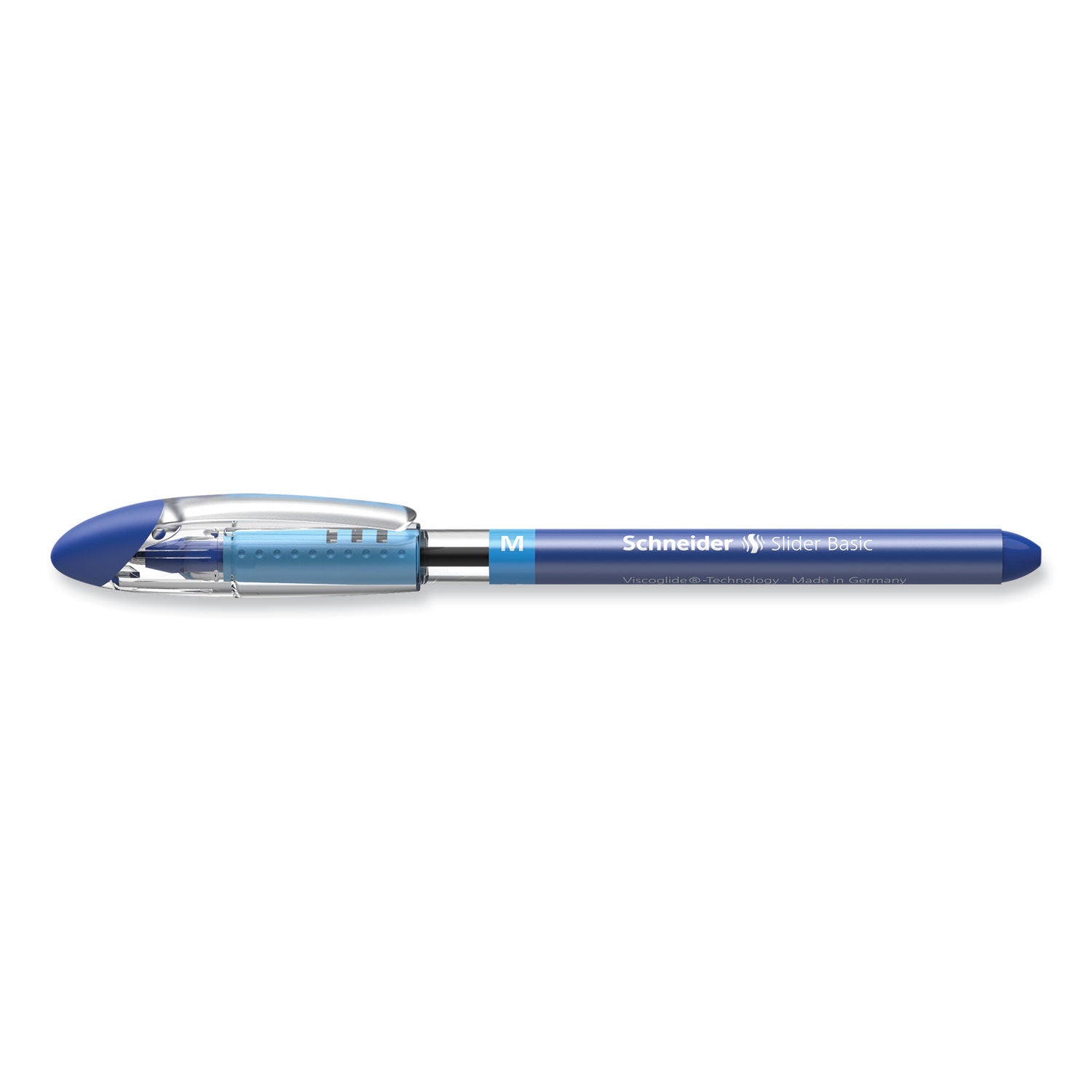 Schneider® Slider Basic Ballpoint Pen, Stick, Medium 0.8 mm, Blue Ink, Blue Barrel, 10/Box