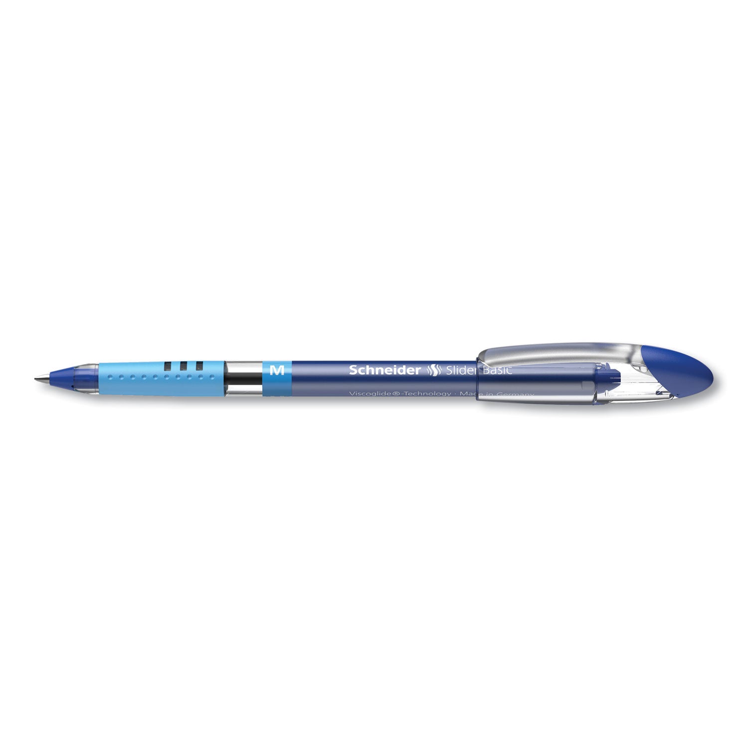 Schneider® Slider Basic Ballpoint Pen, Stick, Medium 0.8 mm, Blue Ink, Blue Barrel, 10/Box