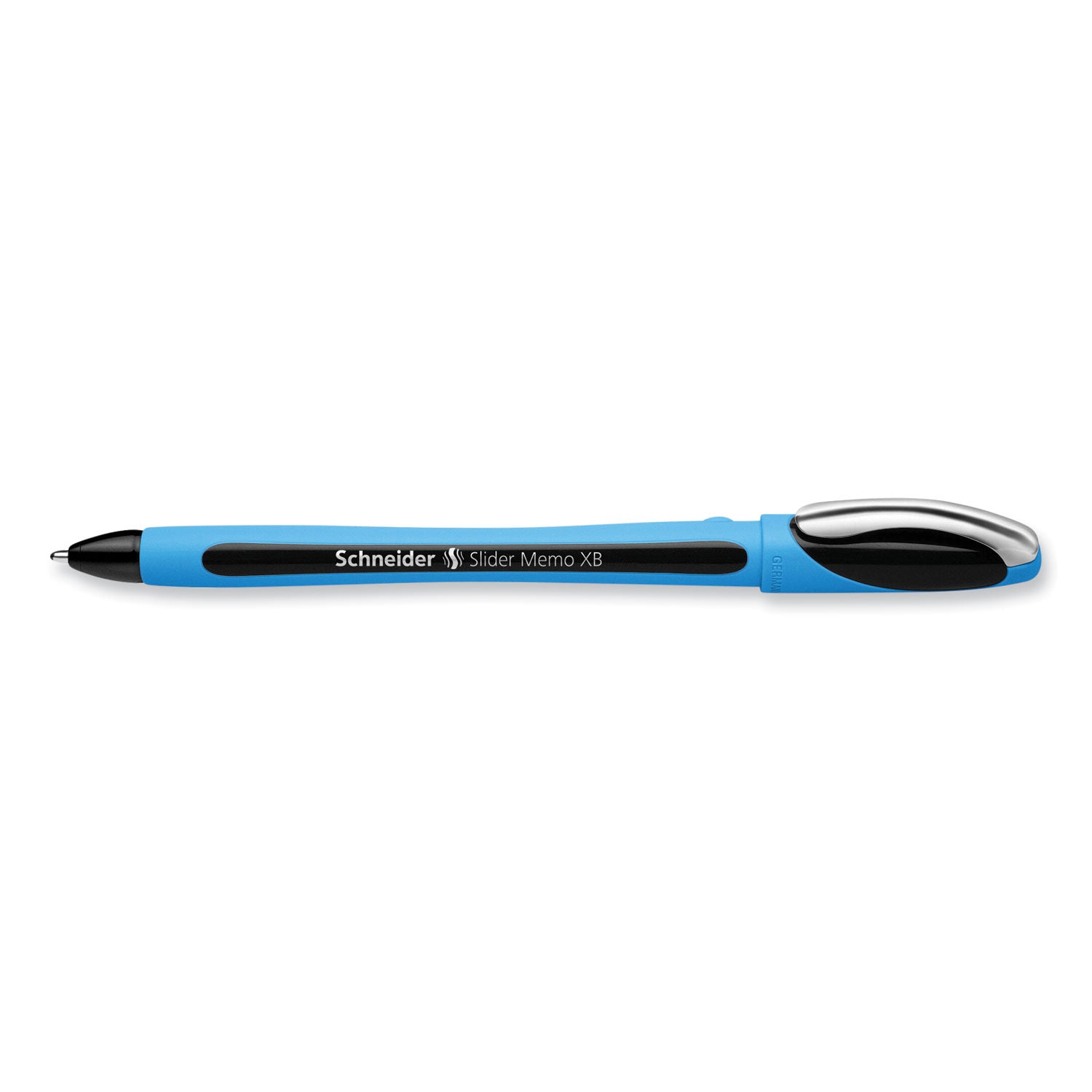 Schneider® Slider Memo XB Ballpoint Pen, Stick, Extra-Bold 1.4 mm, Black Ink, Black/Light Blue Barrel, 10/Box