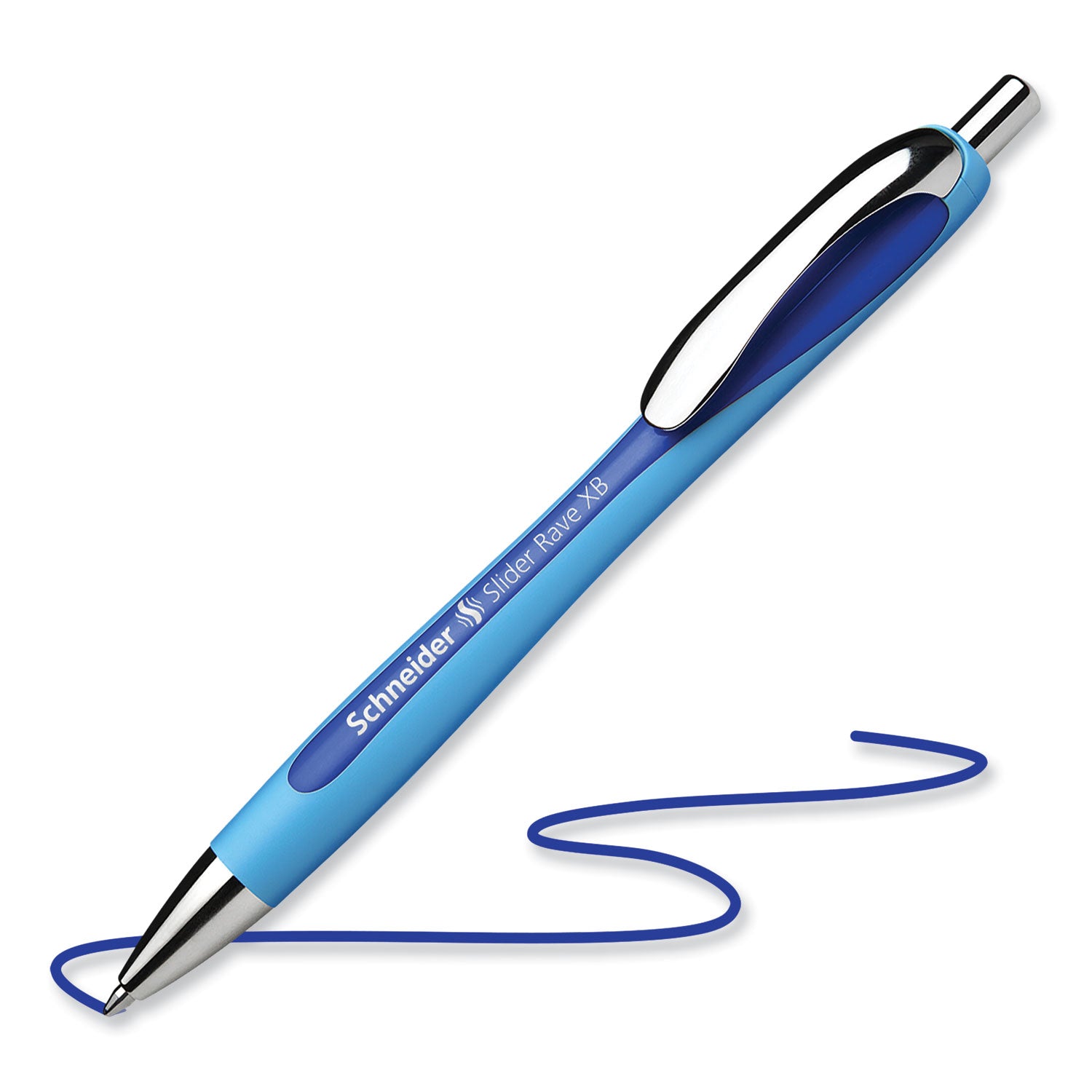 Schneider® Slider Rave XB Ballpoint Pen, Retractable, Extra-Bold 1.4 mm, Blue Ink, Blue/Light Blue Barrel