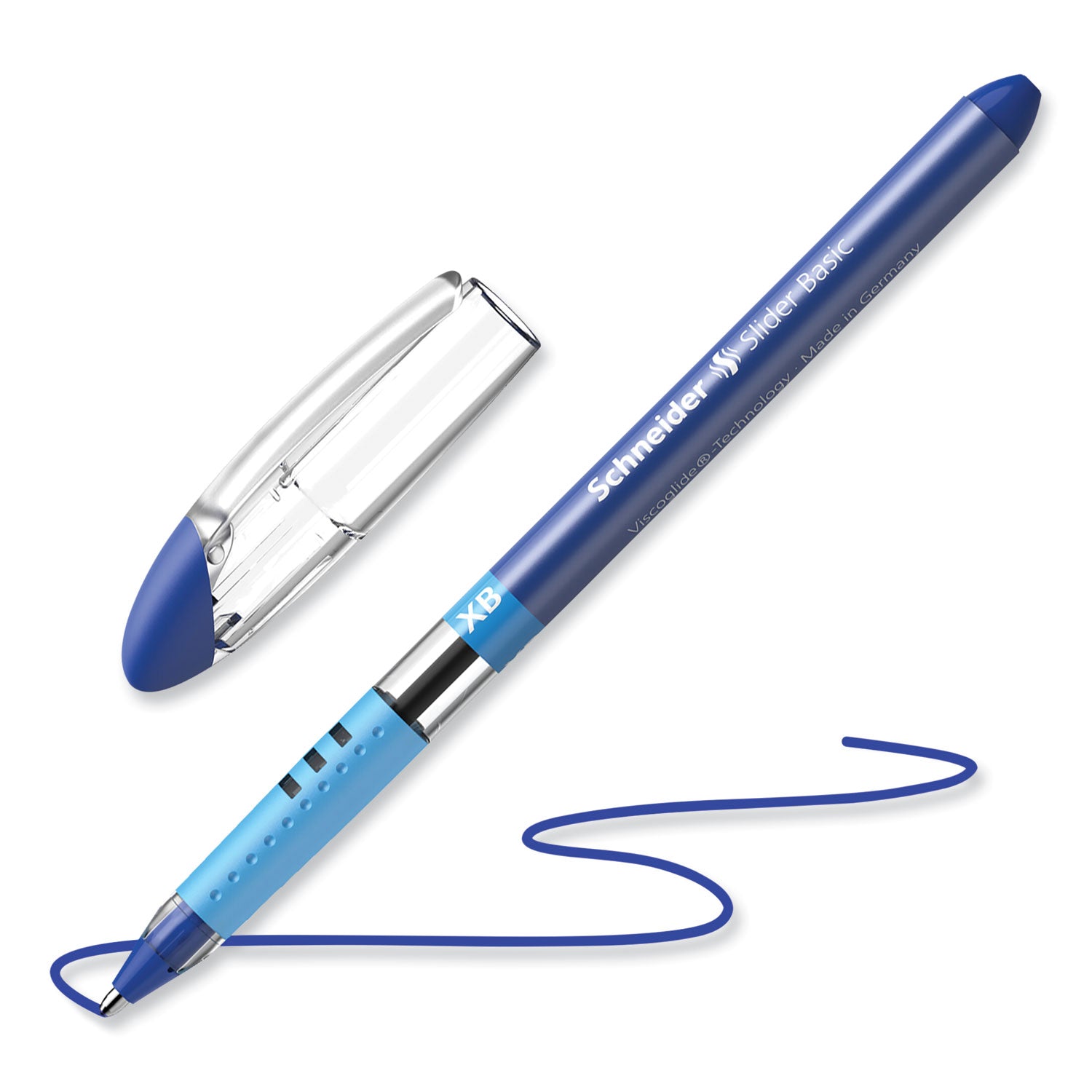 Schneider® Slider Basic Ballpoint Pen, Stick, Extra-Bold 1.4 mm, Blue Ink, Blue Barrel, 10/Box