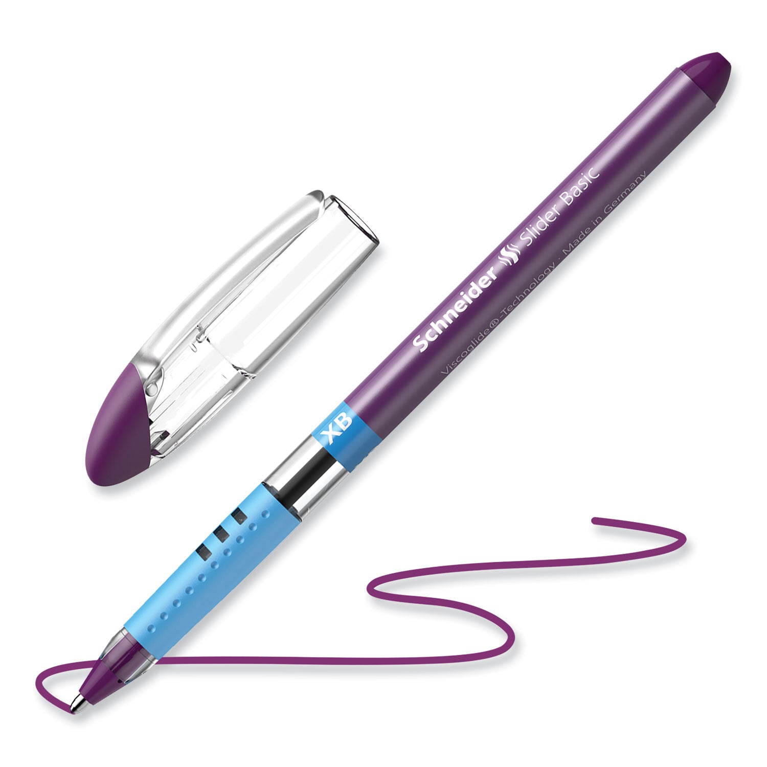 Slider Basic Ballpoint Pen, Stick, Extra-Bold 1.4 mm, Violet Ink, Violet Barrel, 10/Box