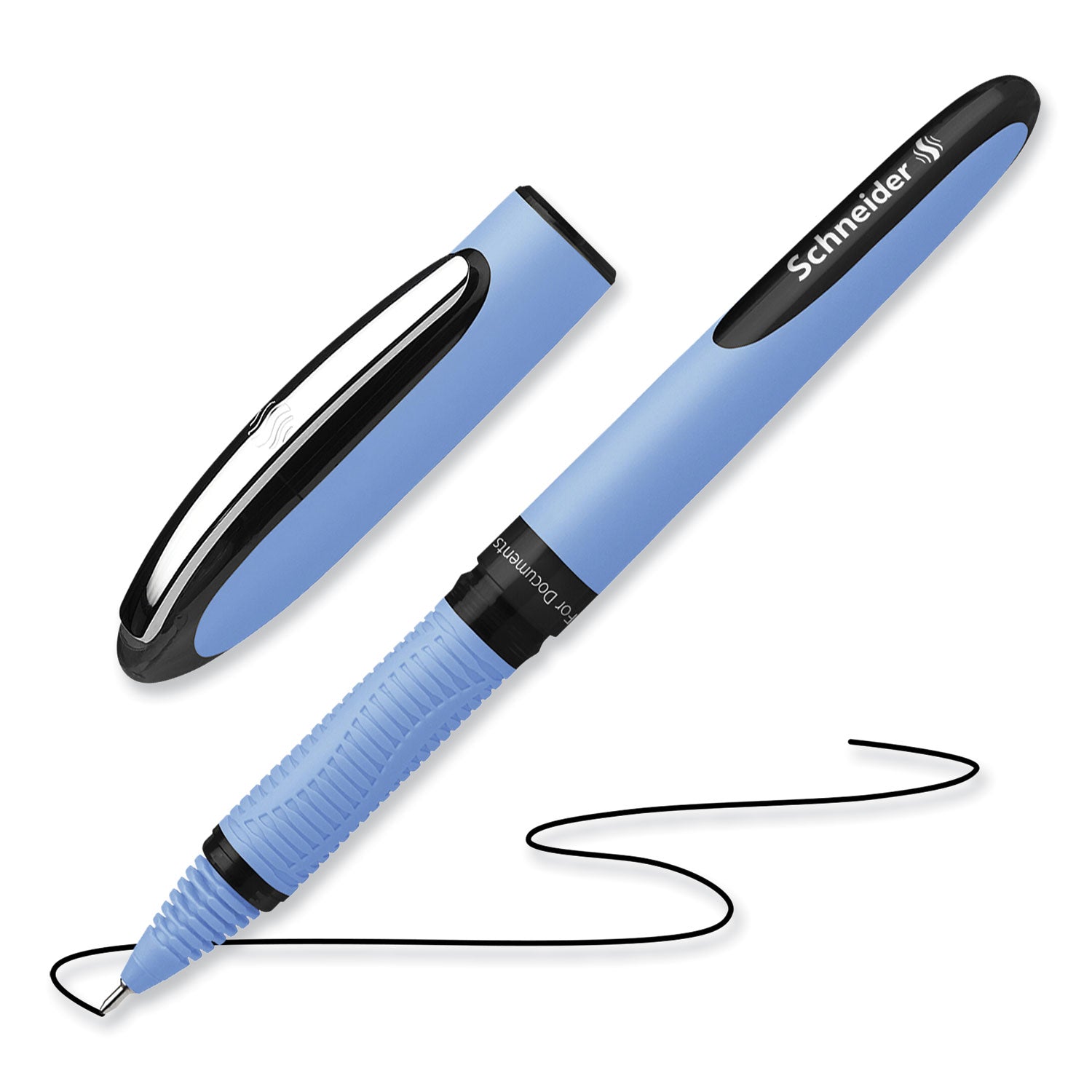 Schneider® One Hybrid N Roller Ball Pen, Stick, Fine 0.5 mm, Black Ink, Blue Barrel, 10/Box