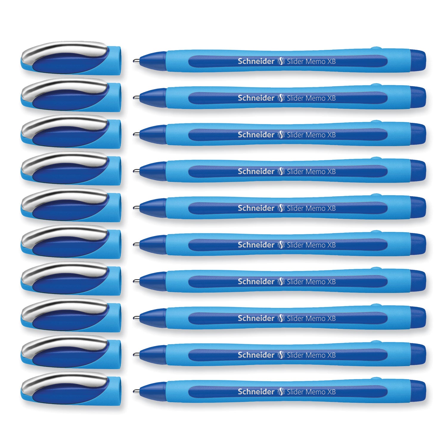 Schneider® Slider Memo XB Ballpoint Pen, Stick, Extra-Bold 1.4 mm, Blue Ink, Blue/Light Blue Barrel, 10/Box