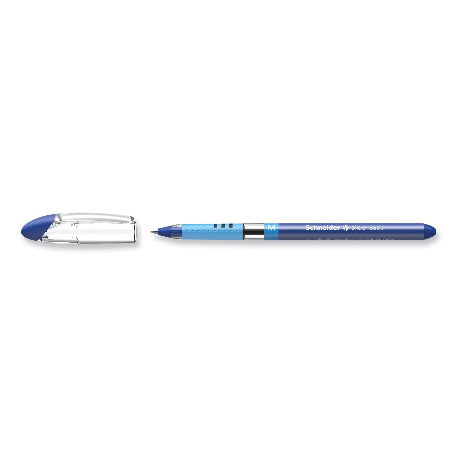 Schneider® Slider Basic Ballpoint Pen, Stick, Medium 0.8 mm, Blue Ink, Blue Barrel, 10/Box